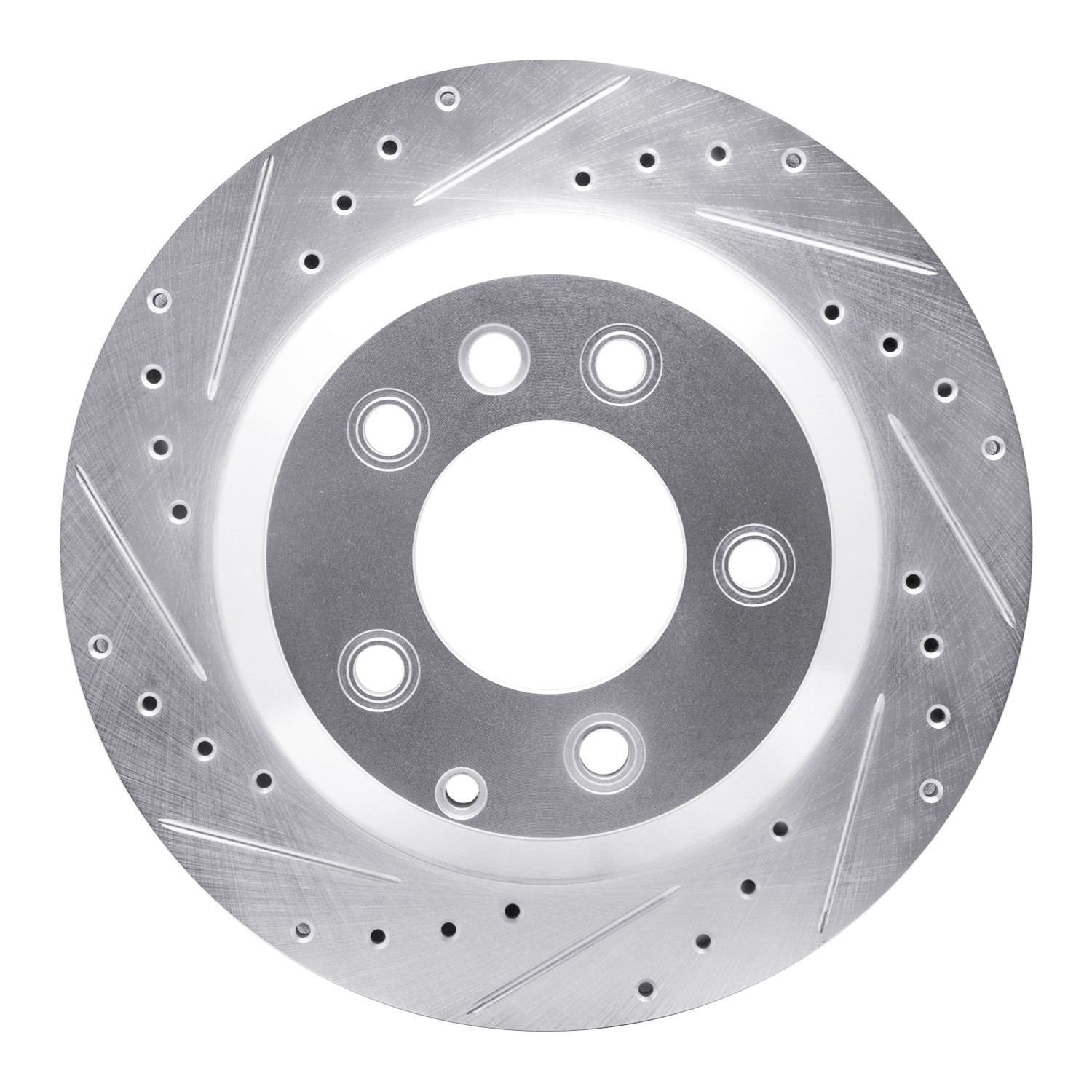 DYN 631-74048L DFC Brake Rotor - Drilled and Slotted - Silver