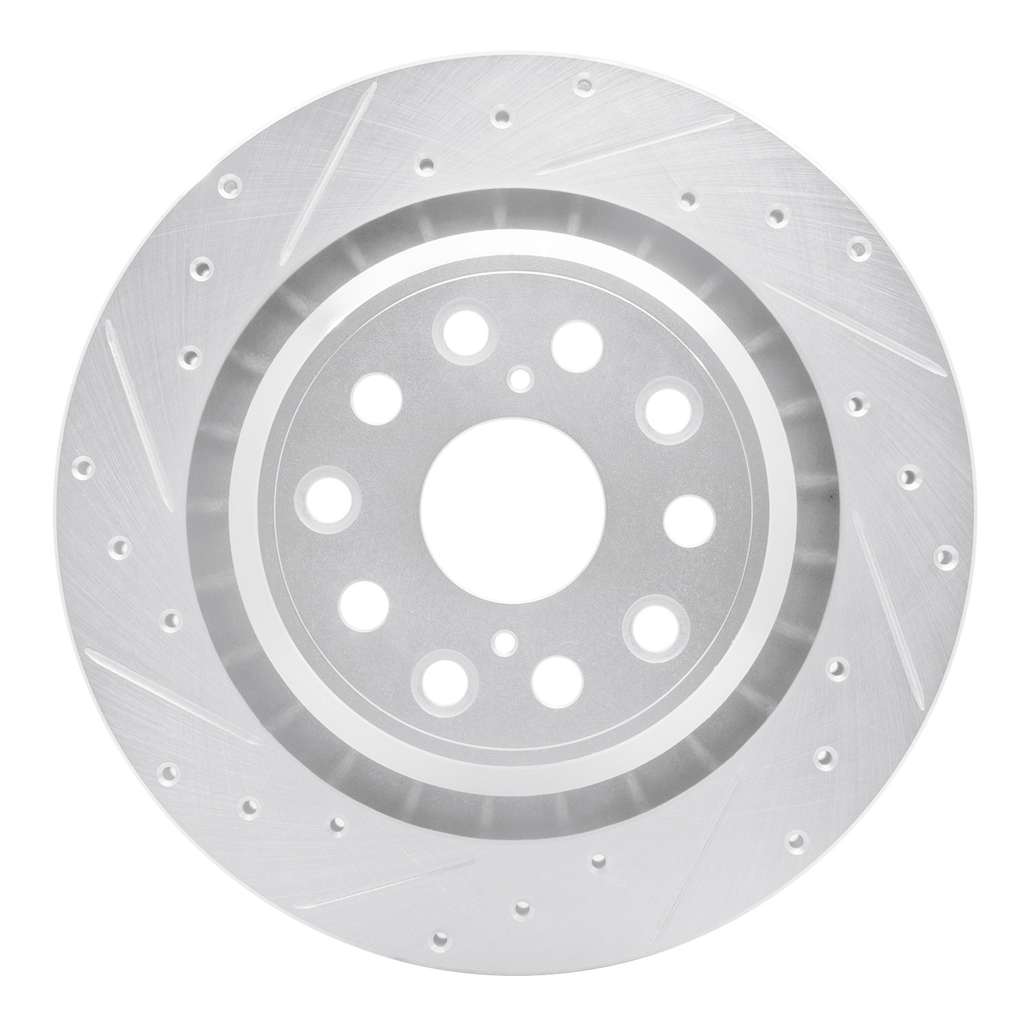 DYN 631-75021D DFC Brake Rotor - Drilled and Slotted - Silver