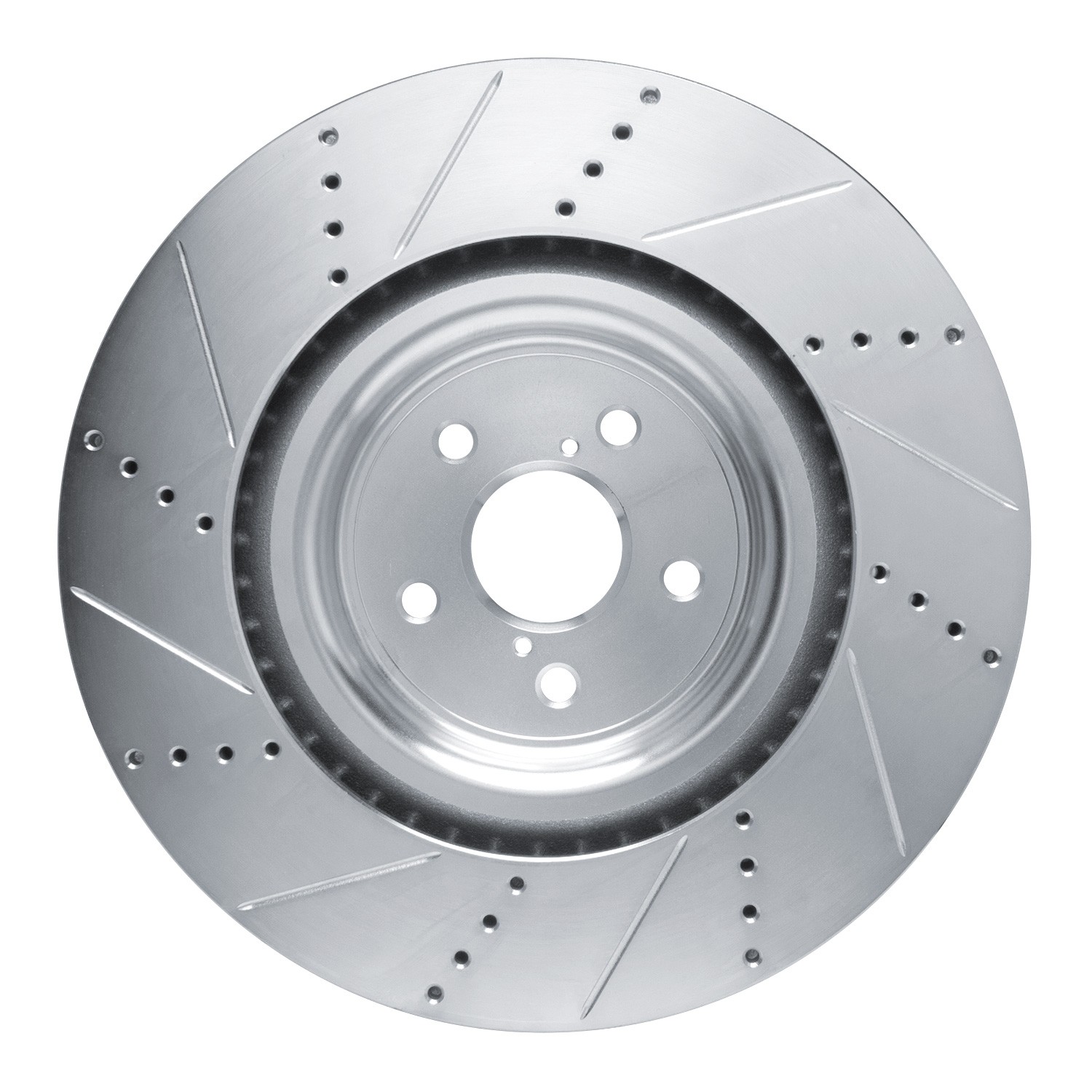 DYN 631-75037D DFC Brake Rotor - Drilled and Slotted - Silver