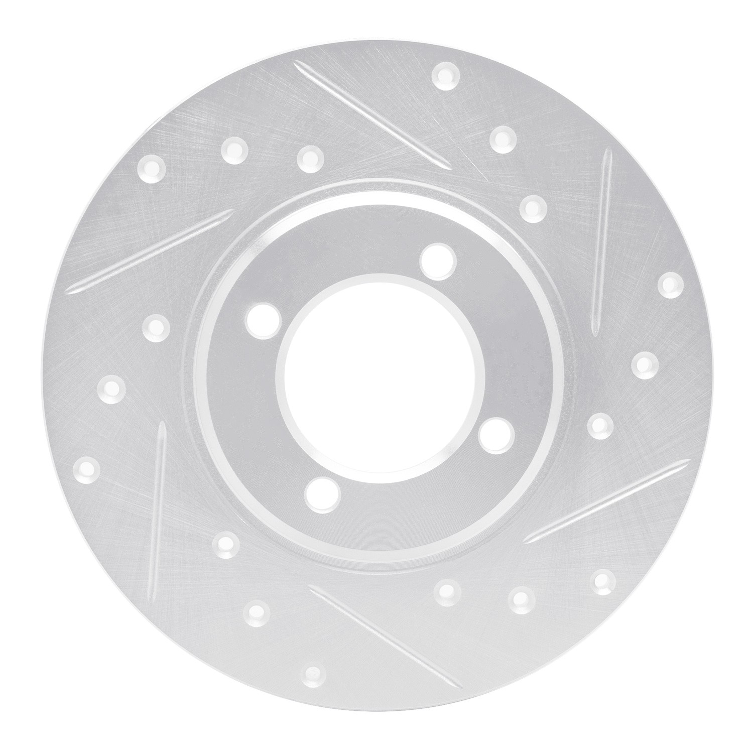 DYN 631-76005R DFC Brake Rotor - Drilled and Slotted - Silver