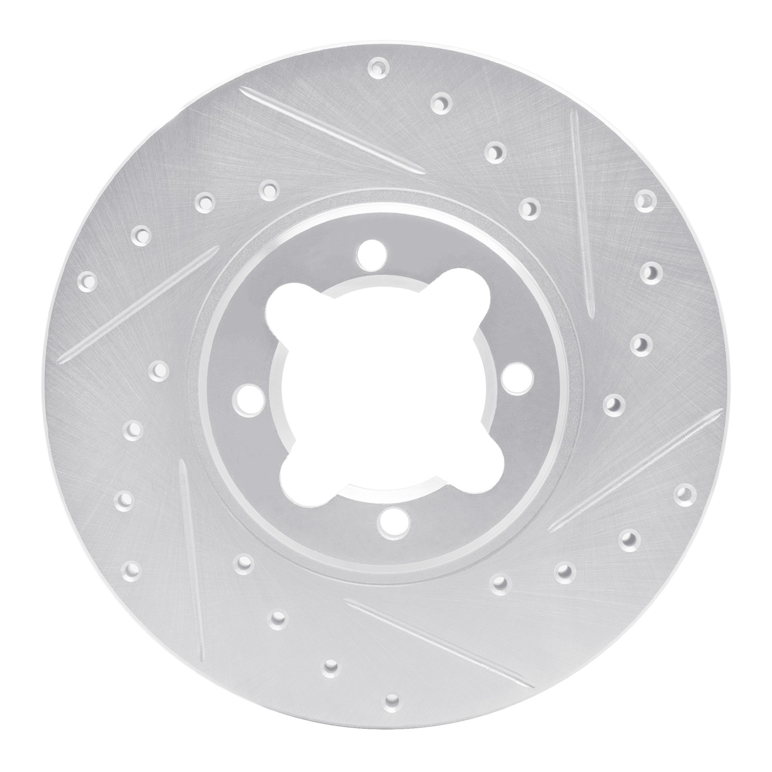 DYN 631-76013R DFC Brake Rotor - Drilled and Slotted - Silver