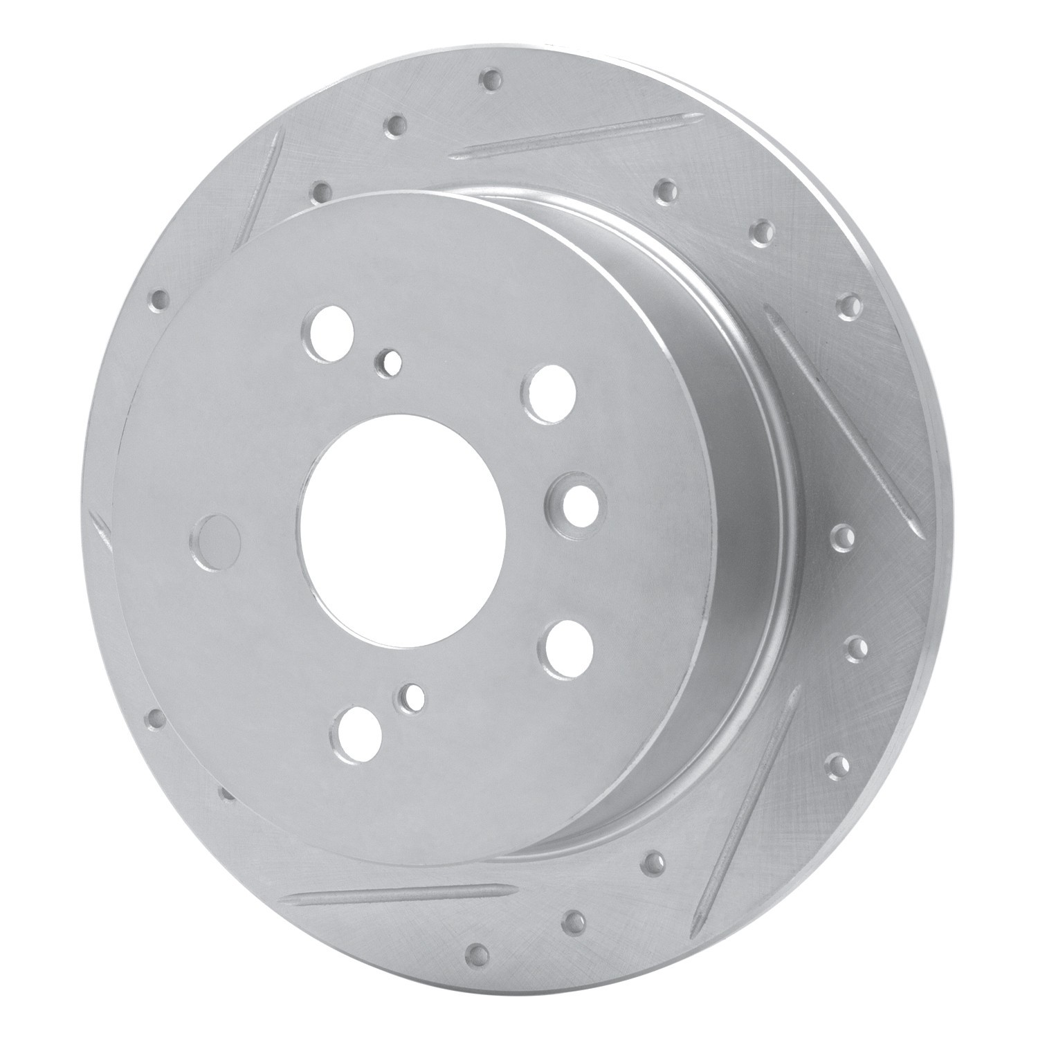 DYN 631-76076L DFC Brake Rotor - Drilled and Slotted - Silver