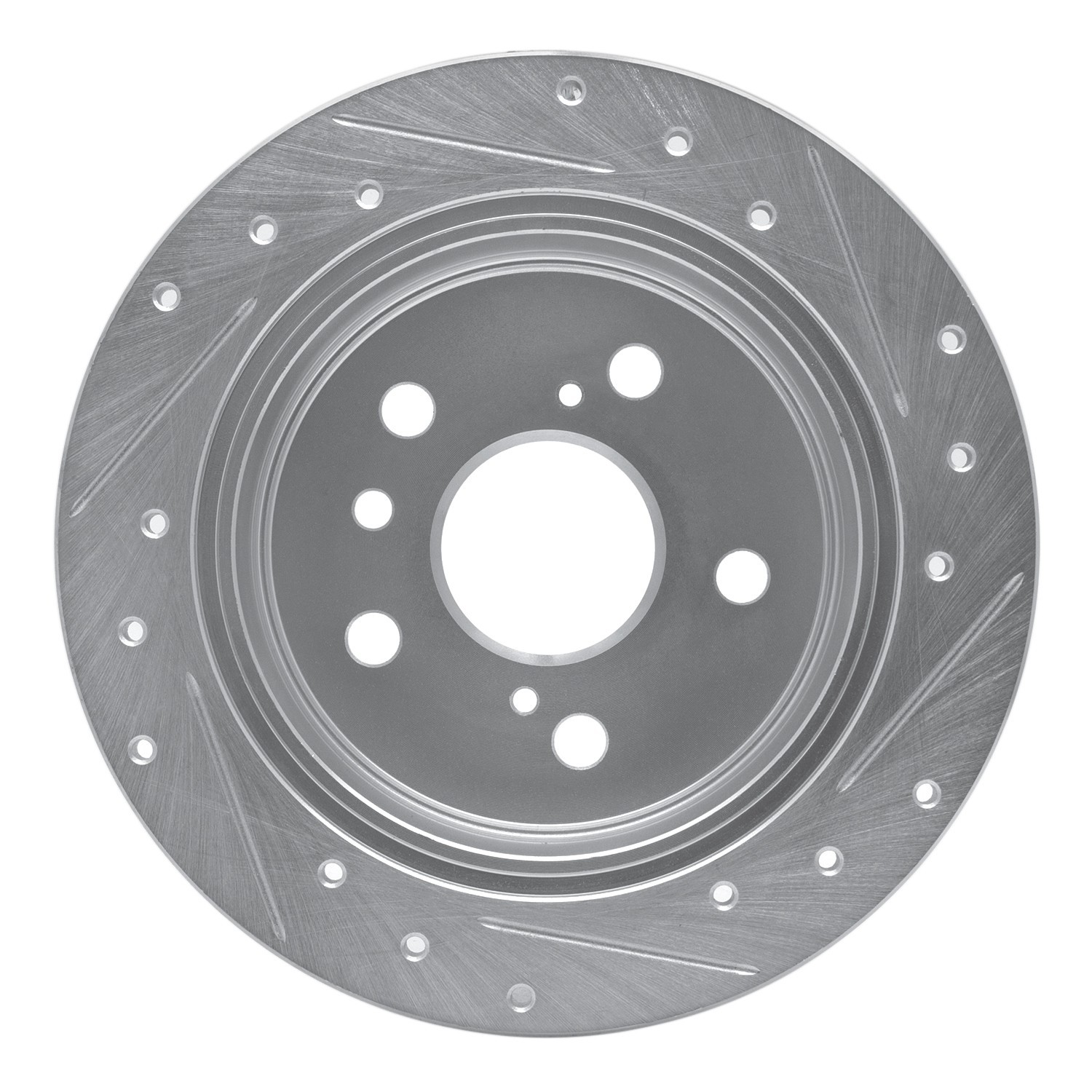 DYN 631-76076L DFC Brake Rotor - Drilled and Slotted - Silver - Image 2