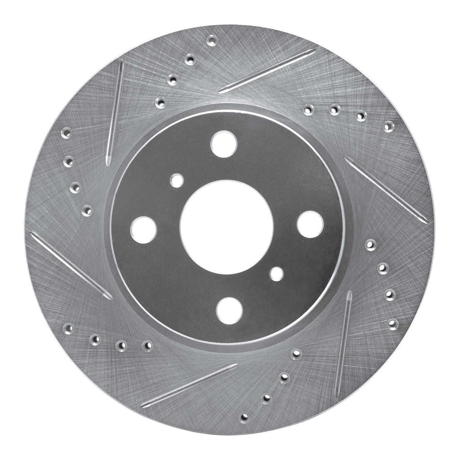 DYN 631-76078L DFC Brake Rotor - Drilled and Slotted - Silver