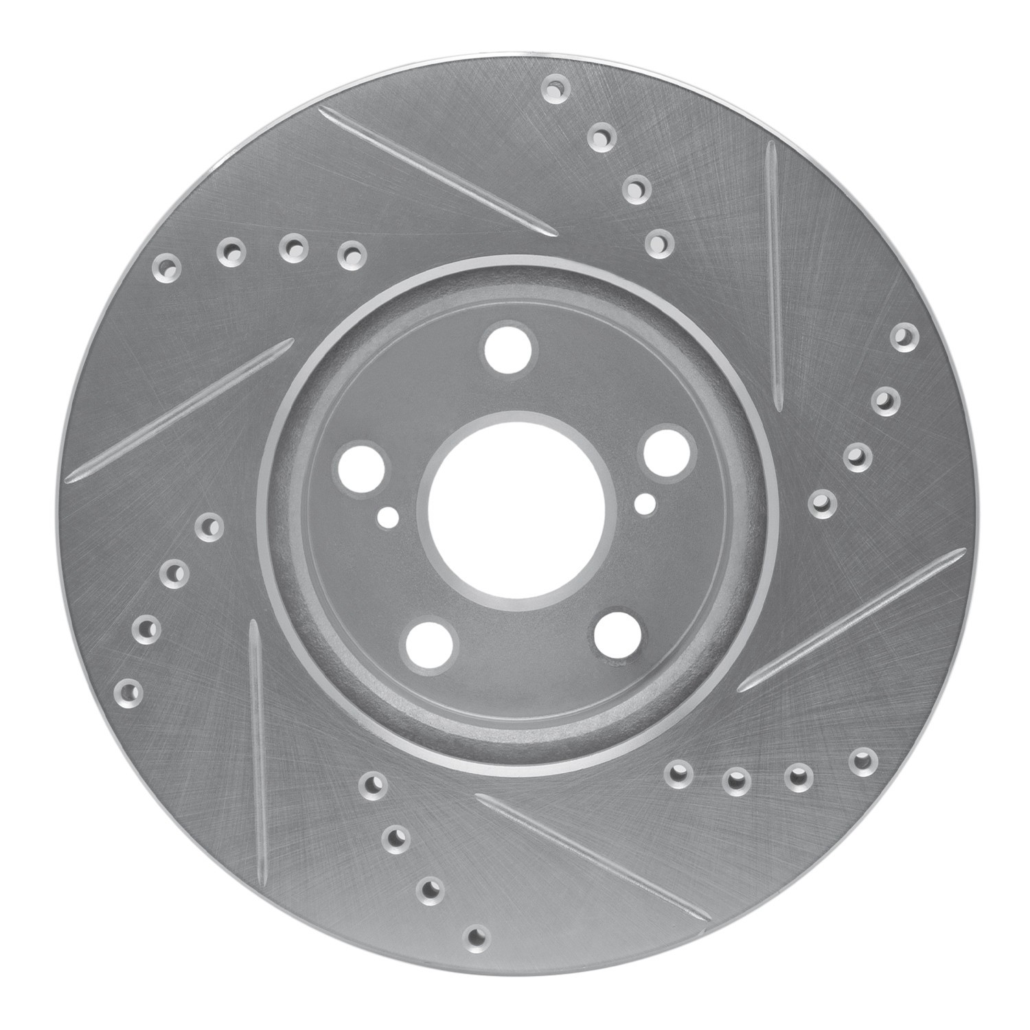 DYN 631-76081L DFC Brake Rotor - Drilled and Slotted - Silver