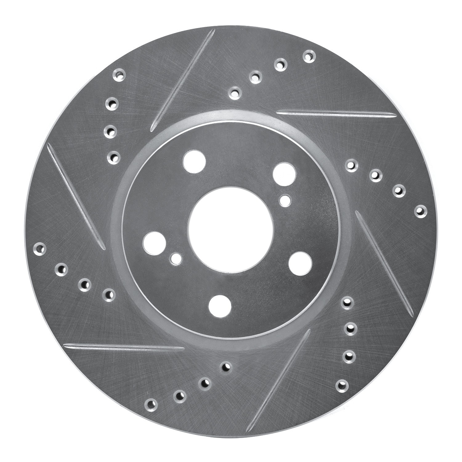 DYN 631-76081L DFC Brake Rotor - Drilled and Slotted - Silver - Image 2