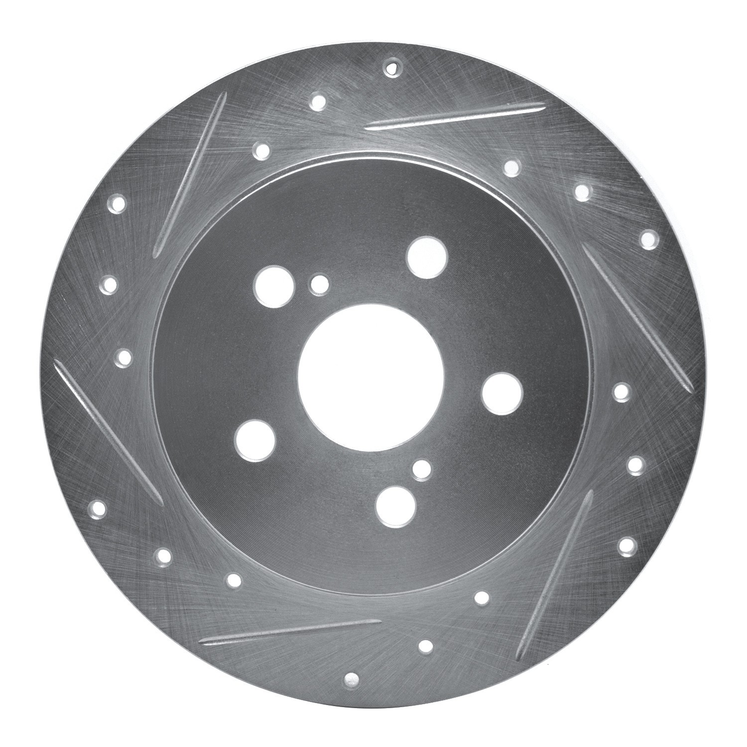 DYN 631-76083L DFC Brake Rotor - Drilled and Slotted - Silver