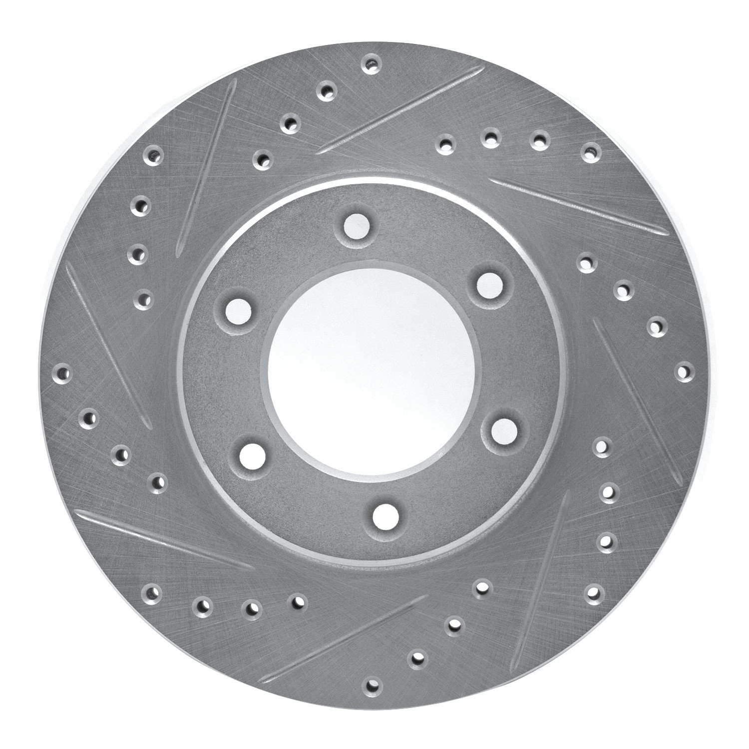 DYN 631-76118L DFC Brake Rotor - Drilled and Slotted - Silver