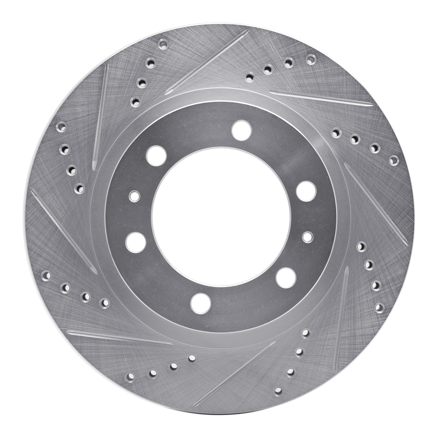 DYN 631-76128L DFC Brake Rotor - Drilled and Slotted - Silver