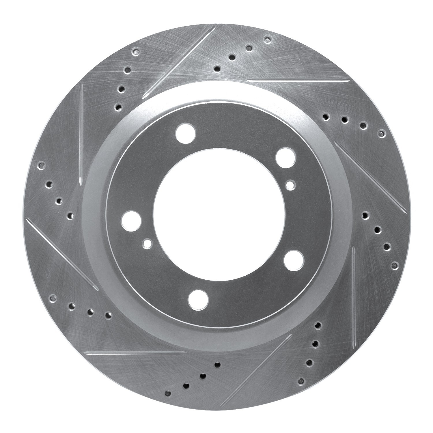DYN 631-76136L DFC Brake Rotor - Drilled and Slotted - Silver