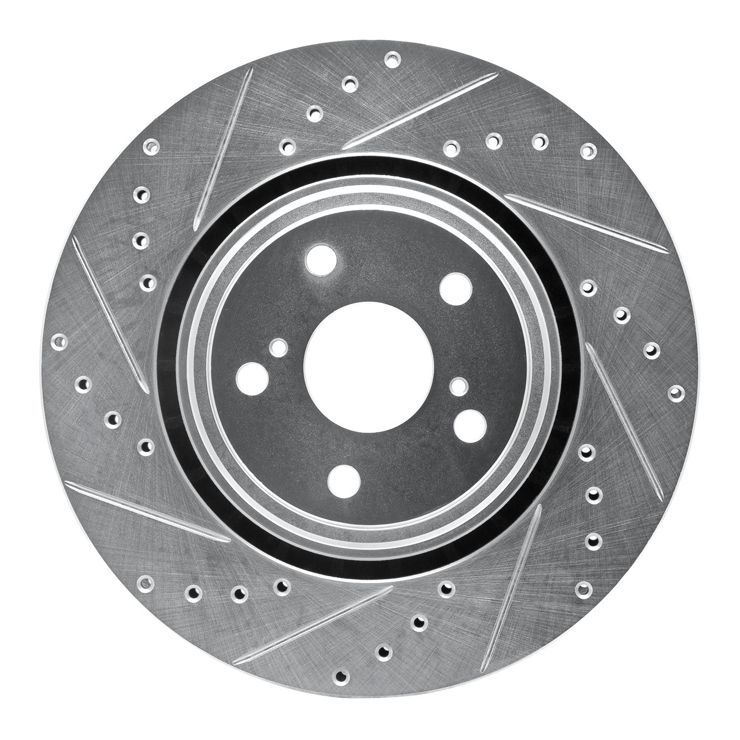 DYN 631-76138L DFC Brake Rotor - Drilled and Slotted - Silver