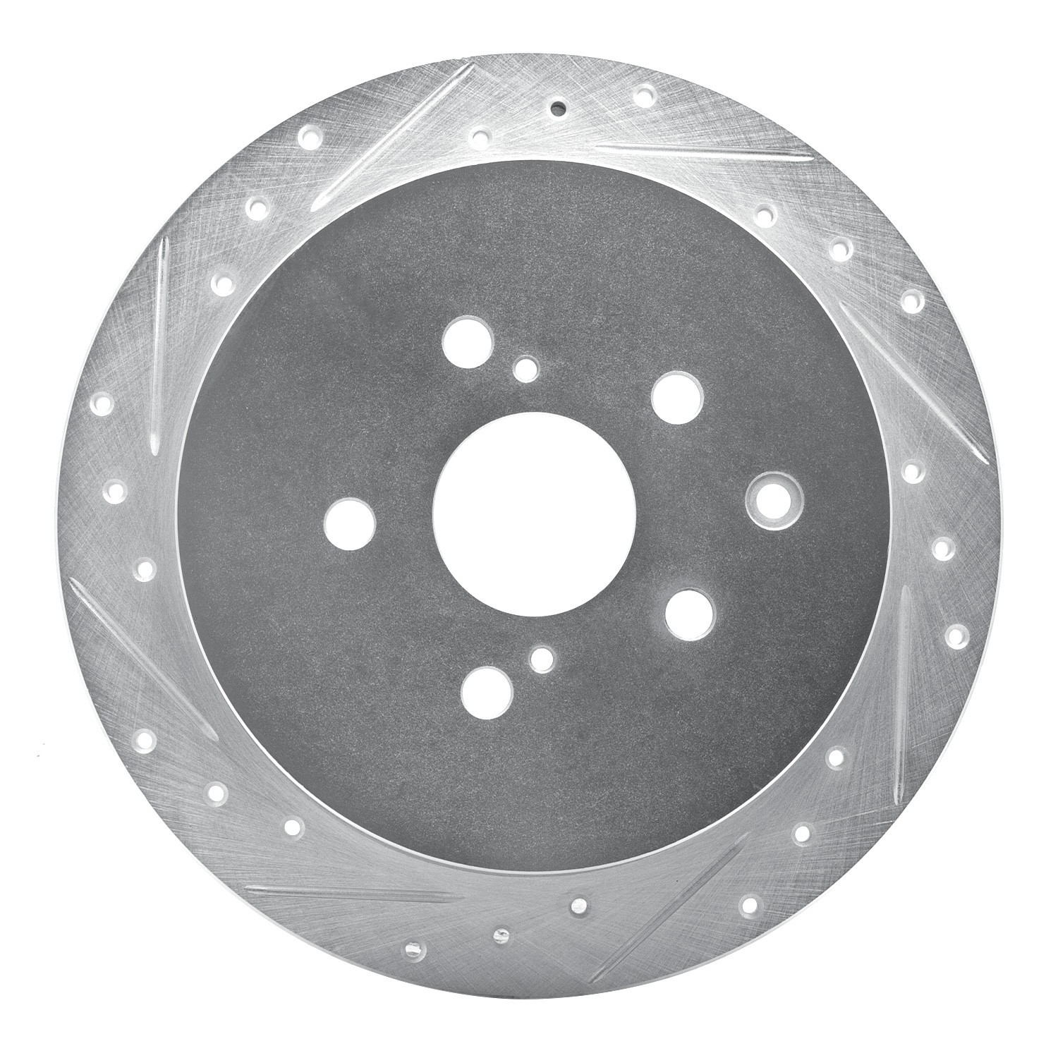 DYN 631-76141L DFC Brake Rotor - Drilled and Slotted - Silver