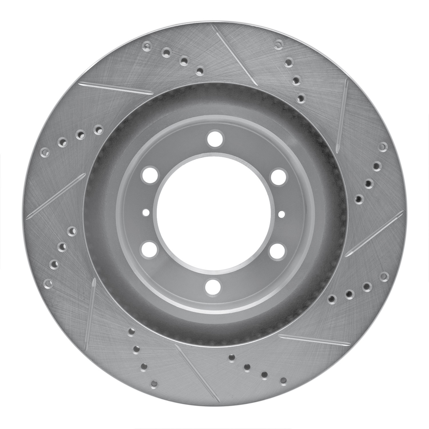 DYN 631-76142L DFC Brake Rotor - Drilled and Slotted - Silver