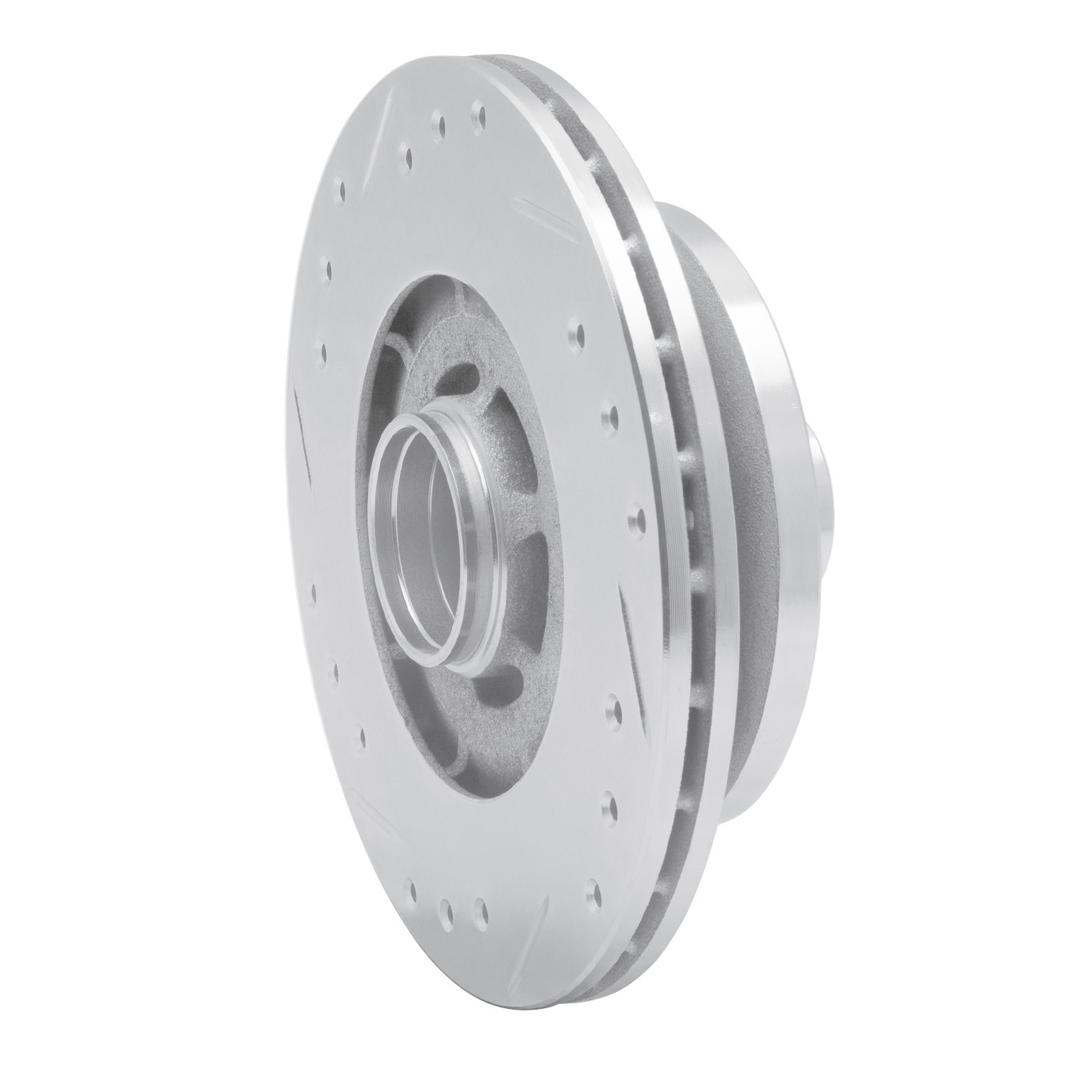 DYN 631-80001R DFC Brake Rotor - Drilled and Slotted - Silver - Image 2