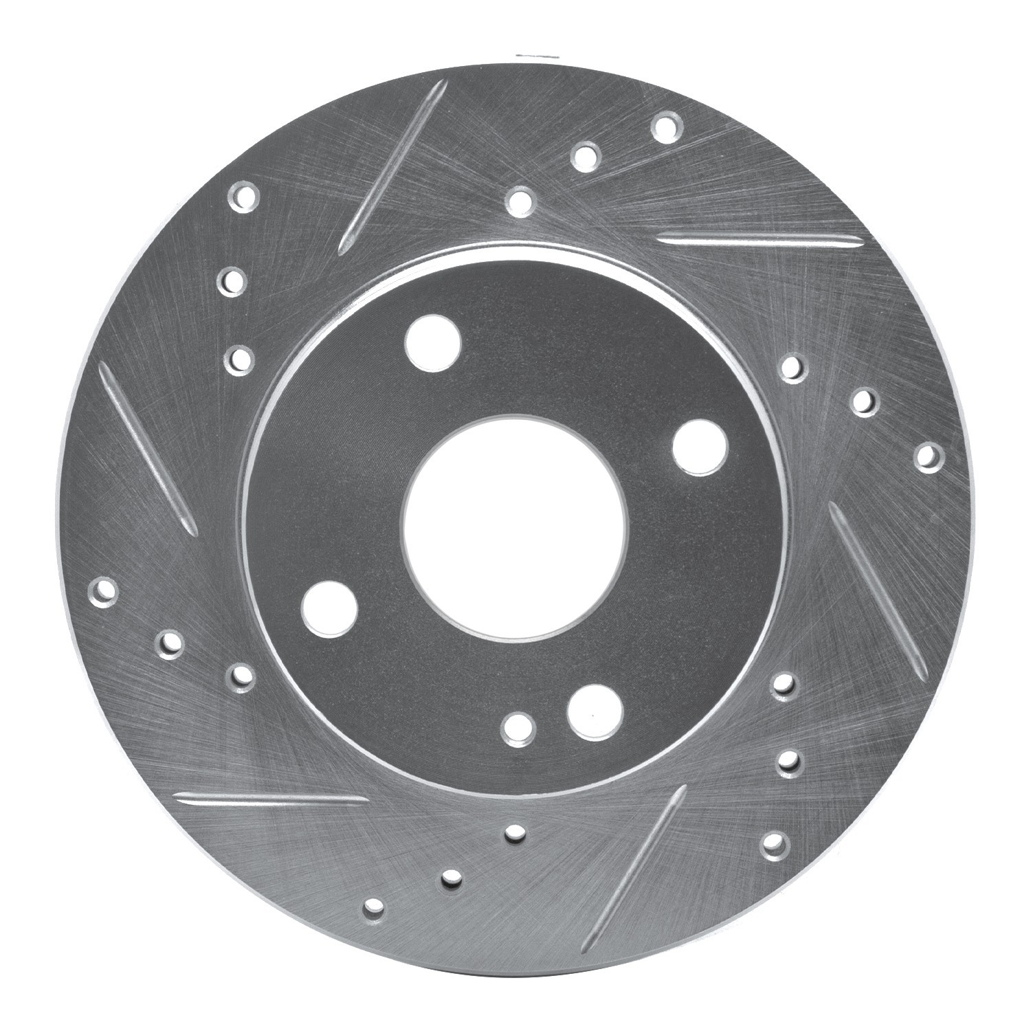 DYN 631-80022L DFC Brake Rotor - Drilled and Slotted - Silver