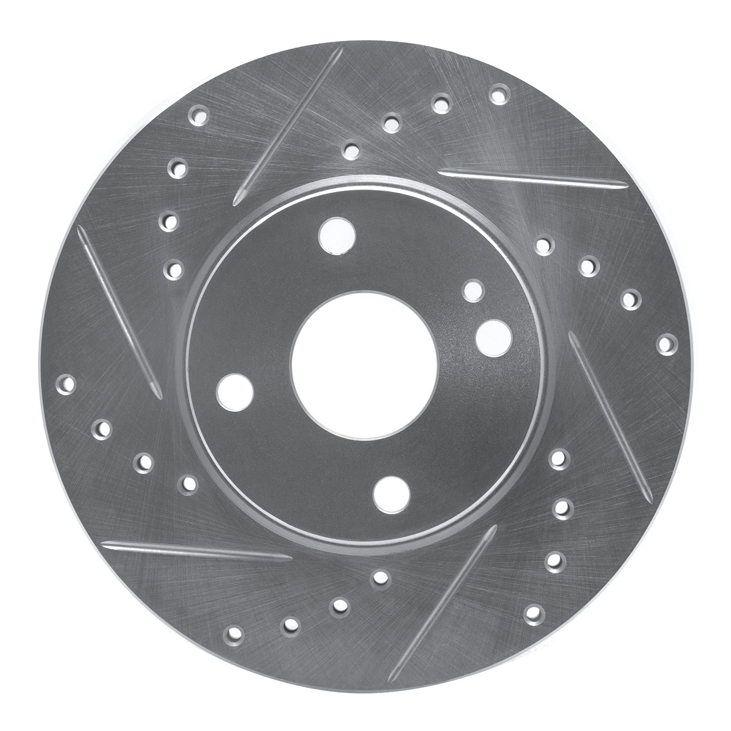 DYN 631-80030L DFC Brake Rotor - Drilled and Slotted - Silver
