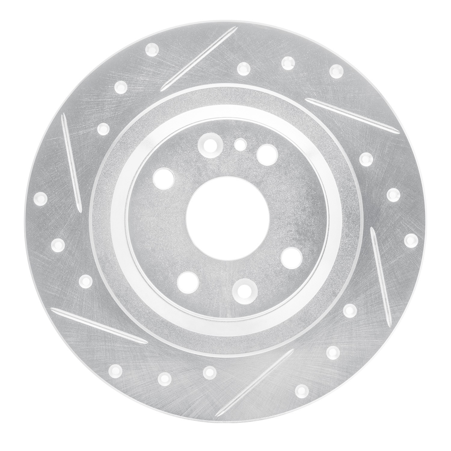 DYN 631-80037L DFC Brake Rotor - Drilled and Slotted - Silver