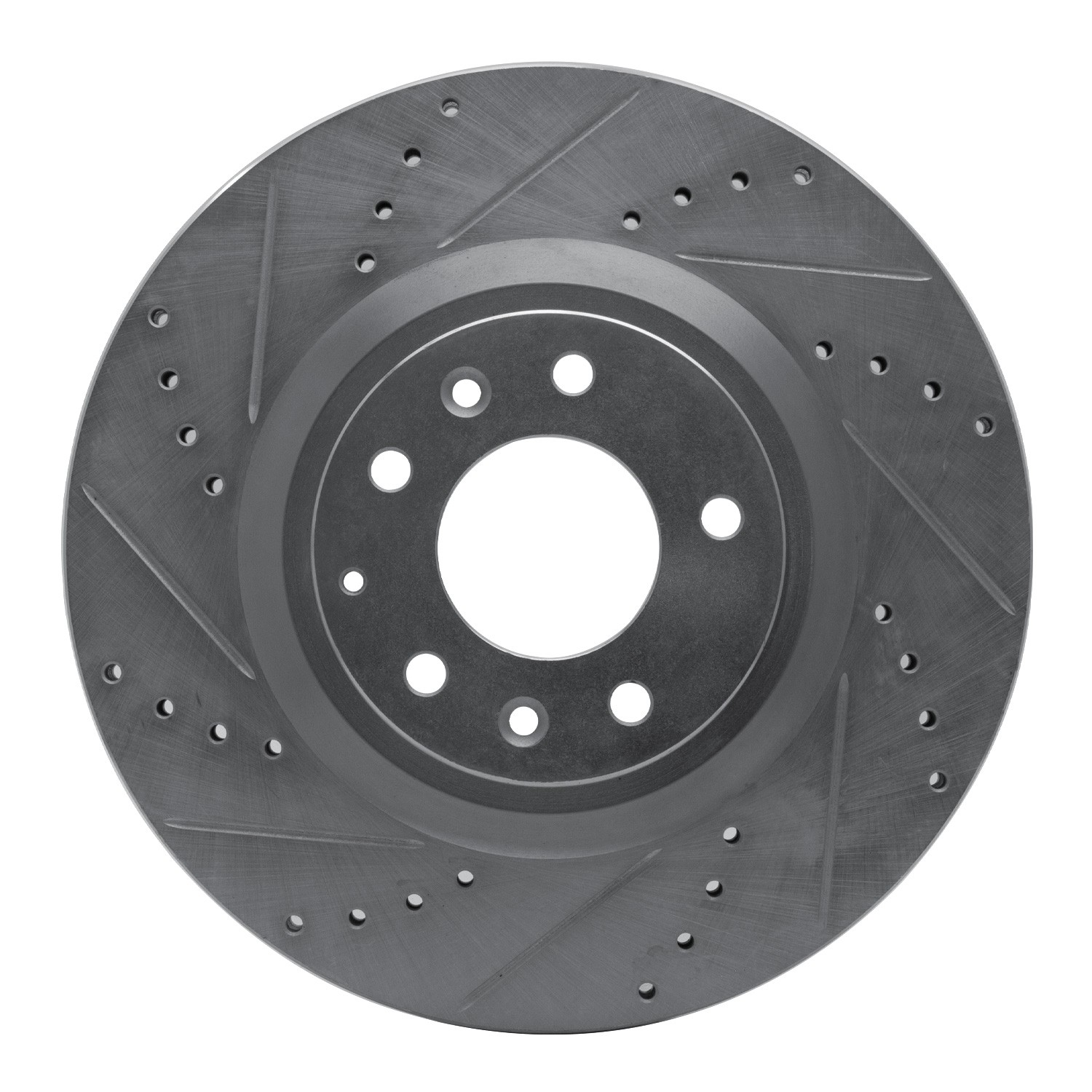 DYN 631-80043L DFC Brake Rotor - Drilled and Slotted - Silver