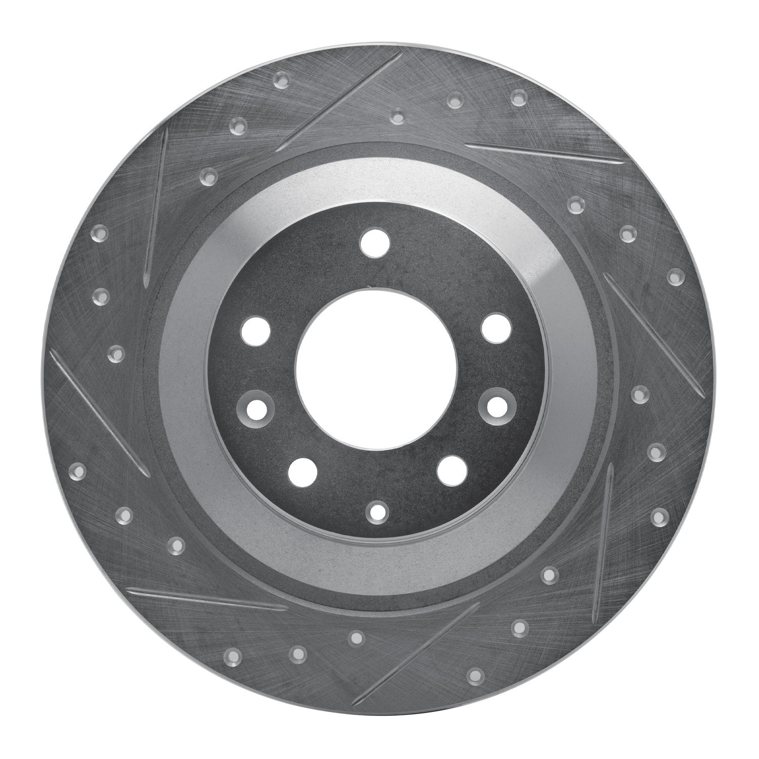 DYN 631-80046L DFC Brake Rotor - Drilled and Slotted - Silver
