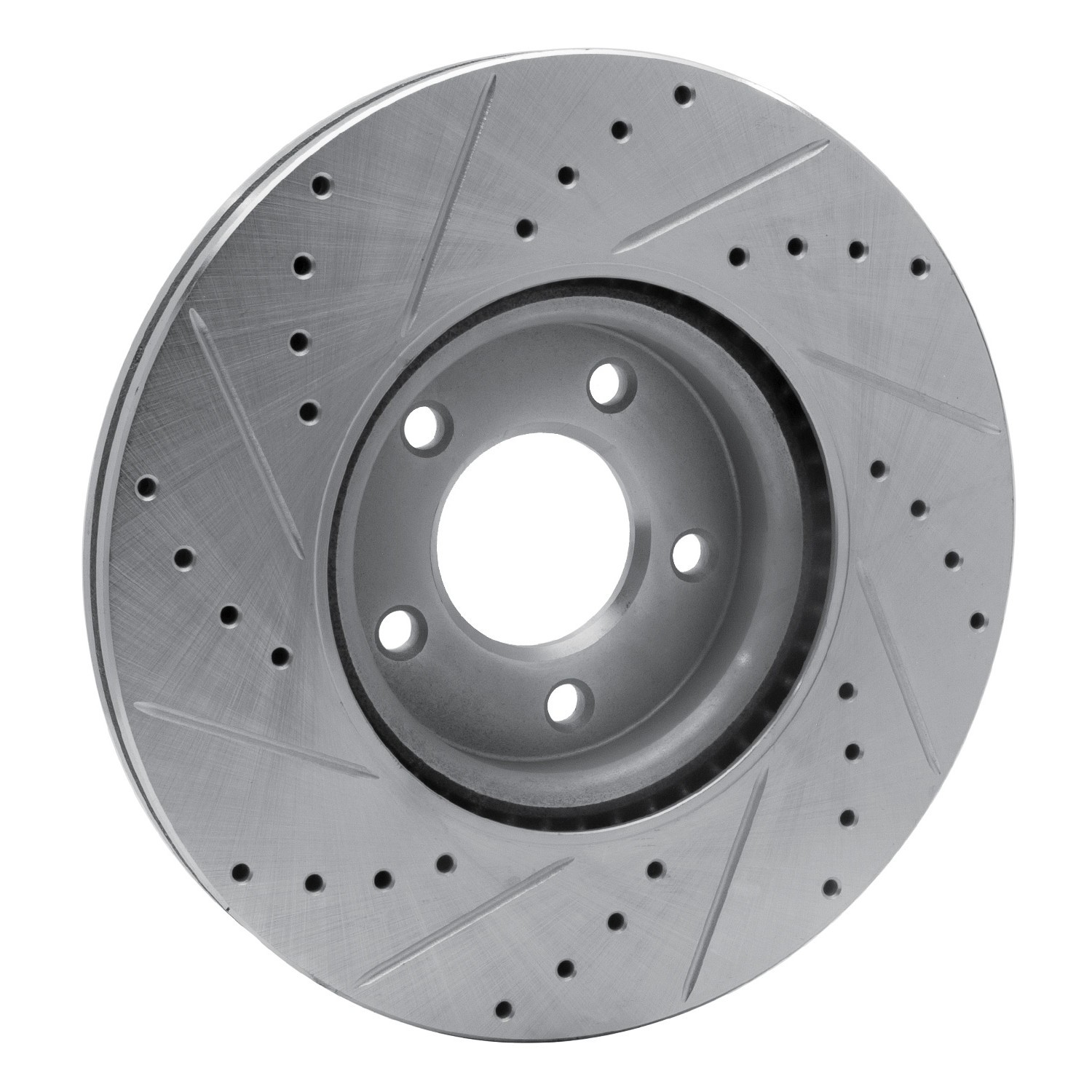 DYN 631-80048R DFC Brake Rotor - Drilled and Slotted - Silver