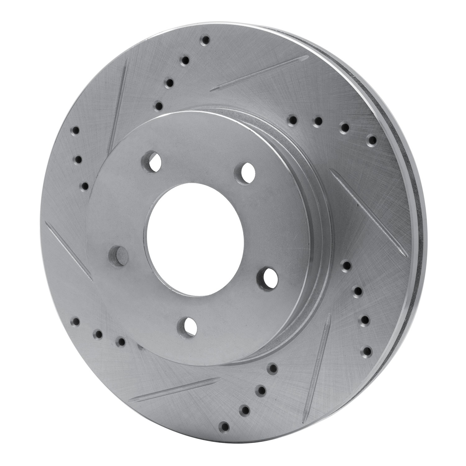 DYN 631-80063L DFC Brake Rotor - Drilled and Slotted - Silver