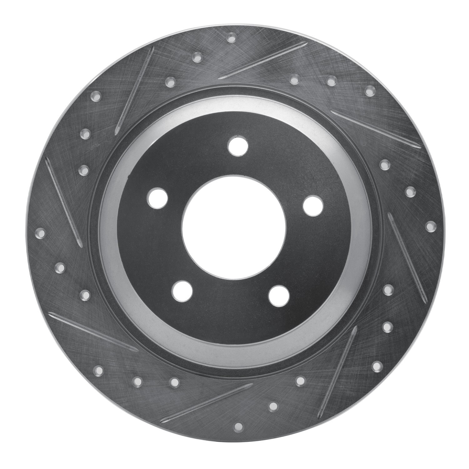 DYN 631-80064L DFC Brake Rotor - Drilled and Slotted - Silver