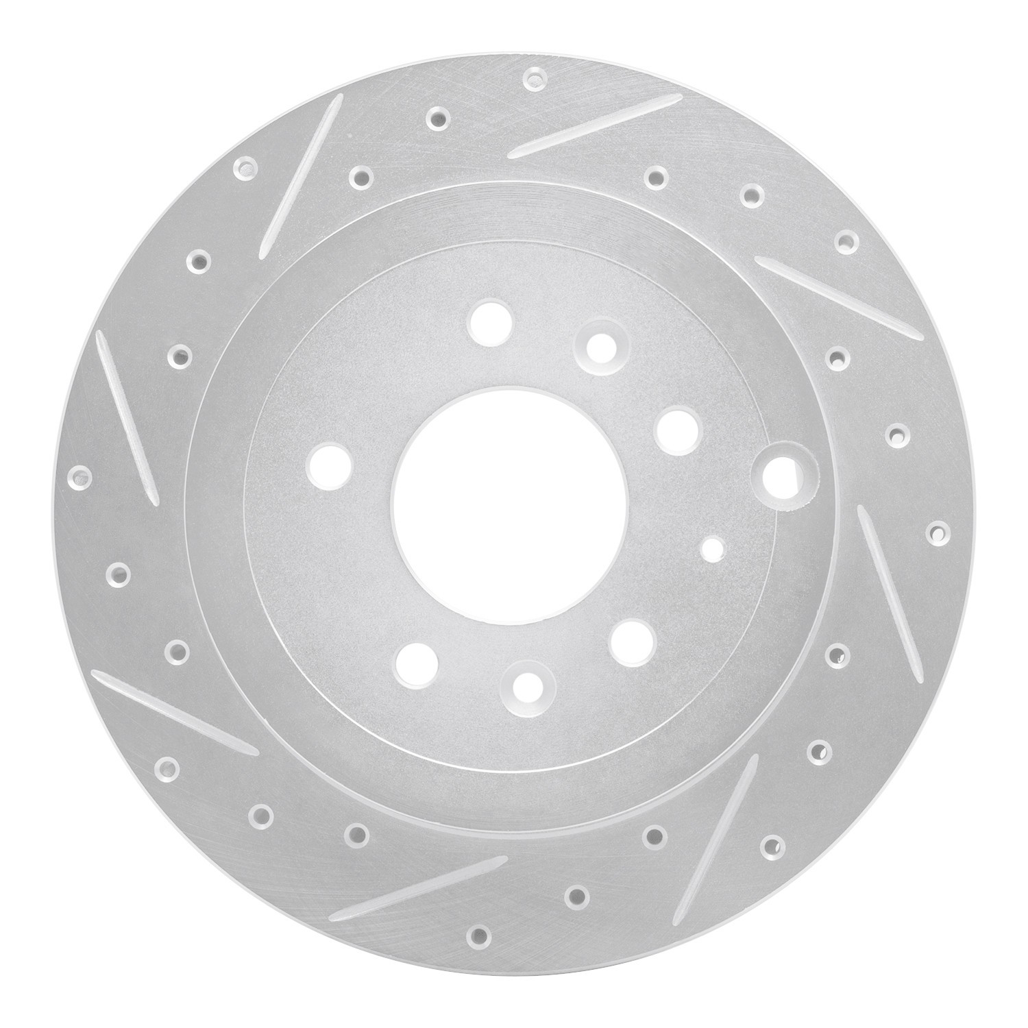 DYN 631-80067L DFC Brake Rotor - Drilled and Slotted - Silver