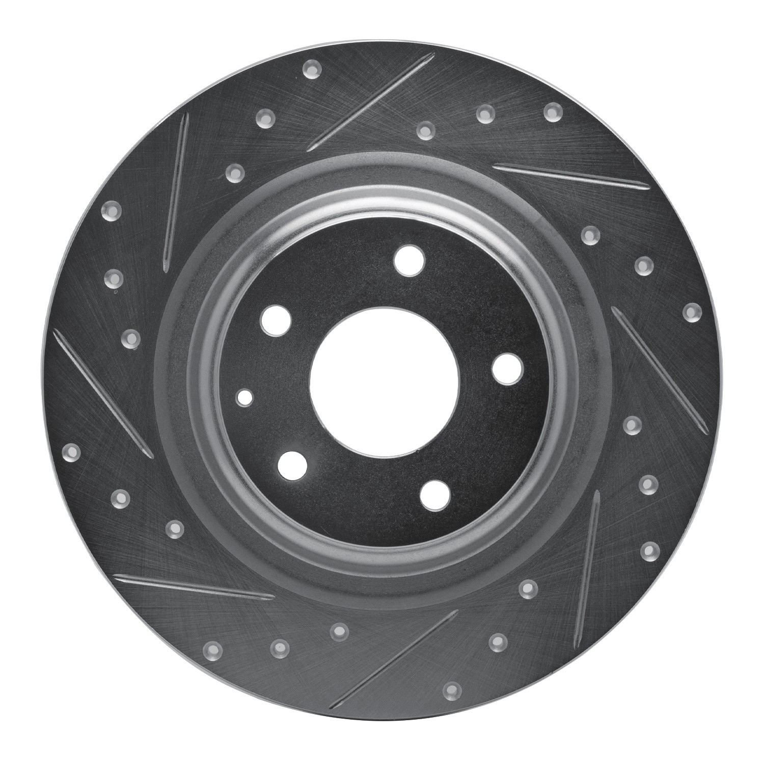 DYN 631-80077L DFC Brake Rotor - Drilled and Slotted - Silver
