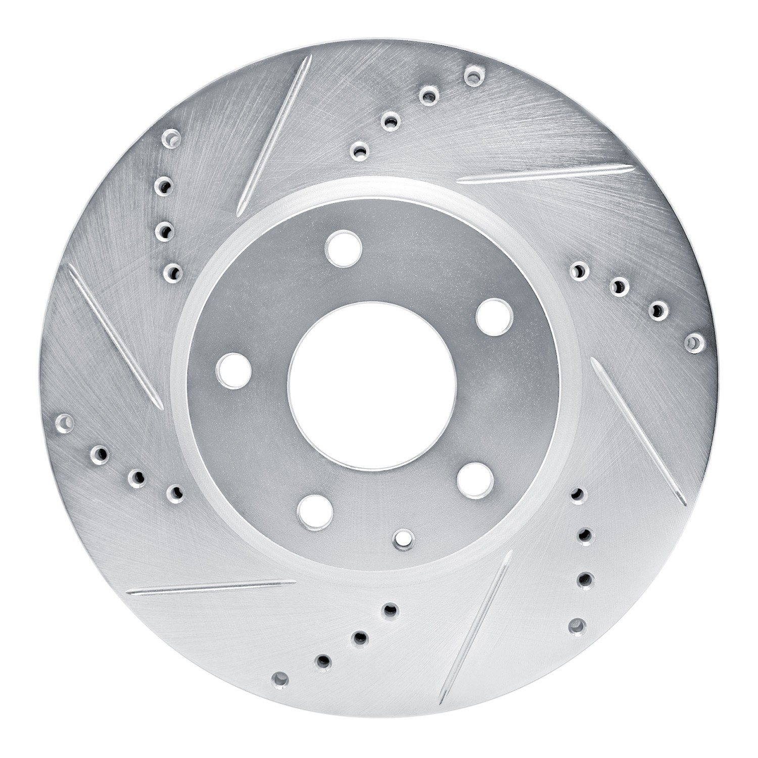 DYN 631-80080L DFC Brake Rotor - Drilled and Slotted - Silver
