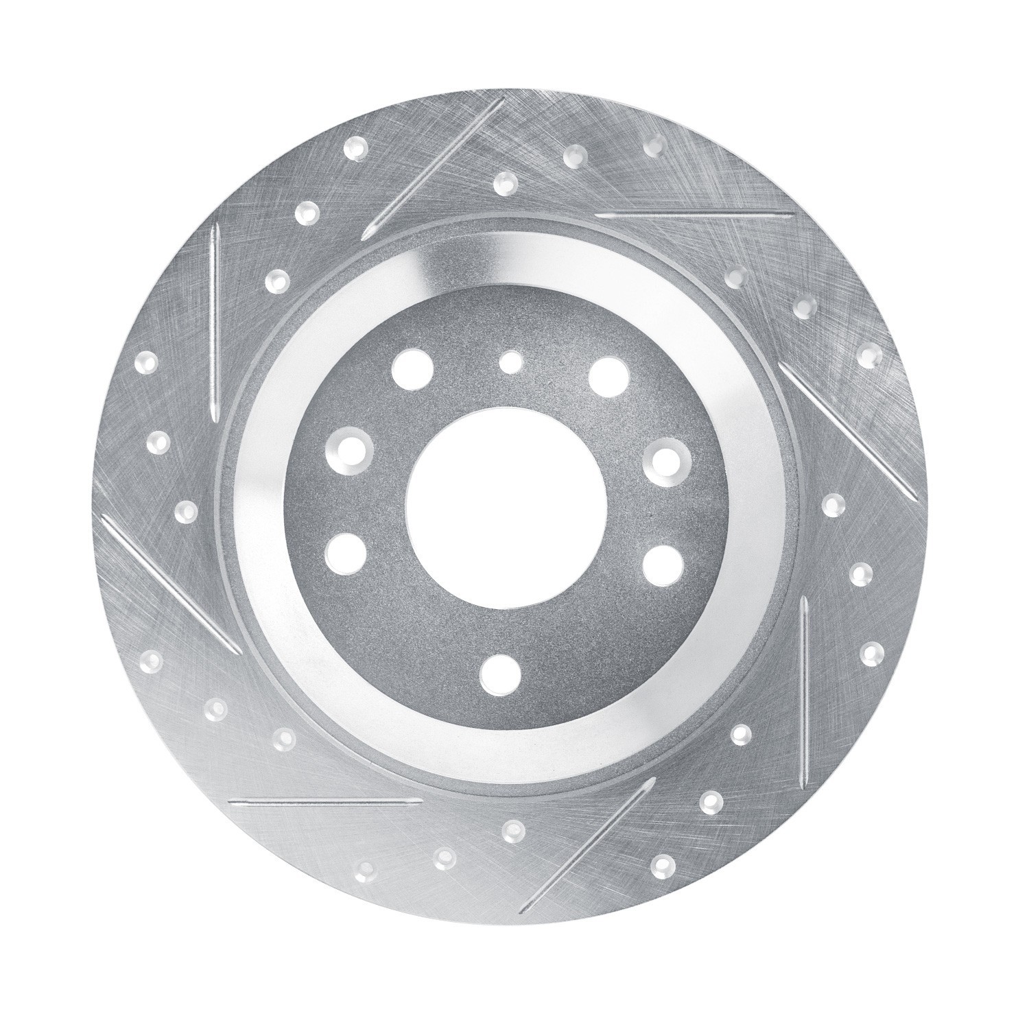 DYN 631-80083L DFC Brake Rotor - Drilled and Slotted - Silver
