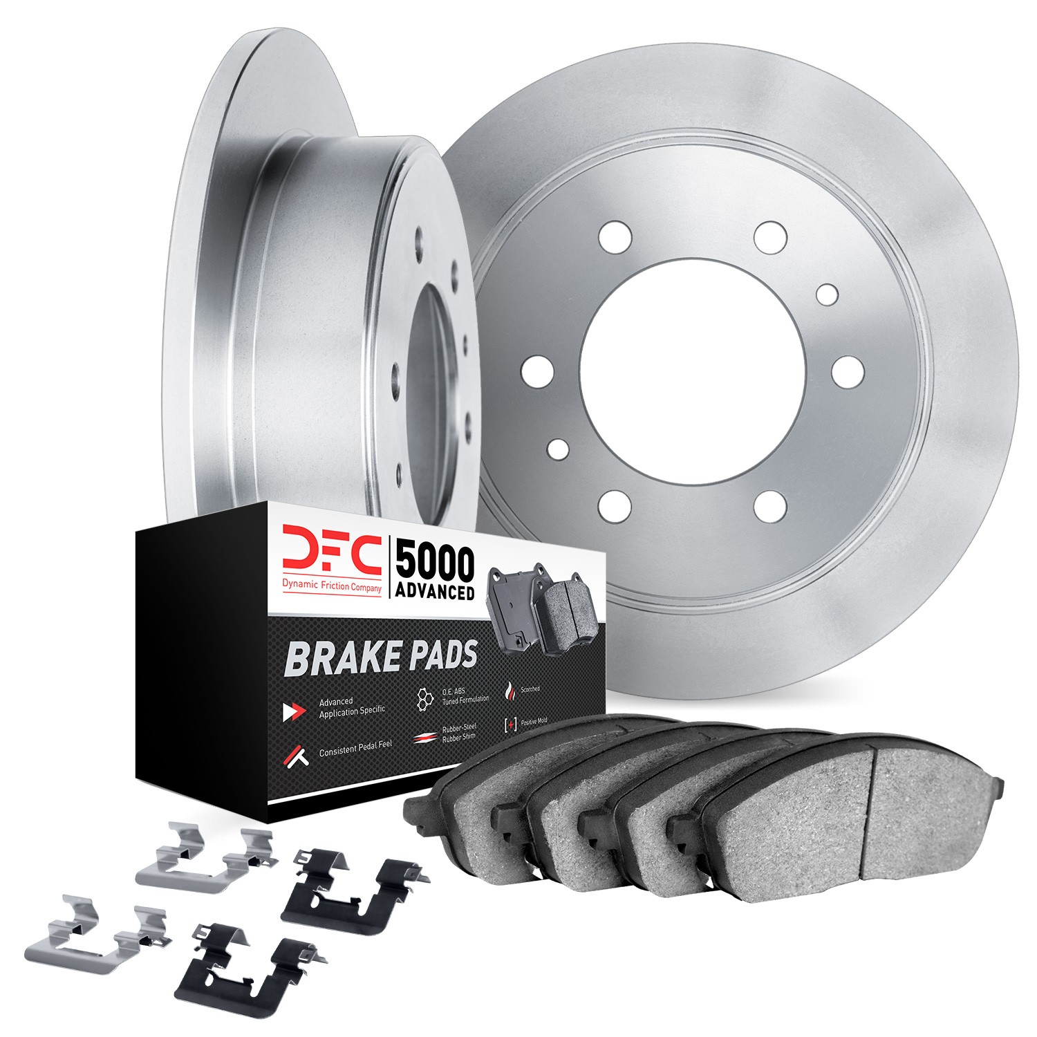 DYN 6512-16015 DFC Brake Rotor with 5000 Brake Pads and Hardware Kit