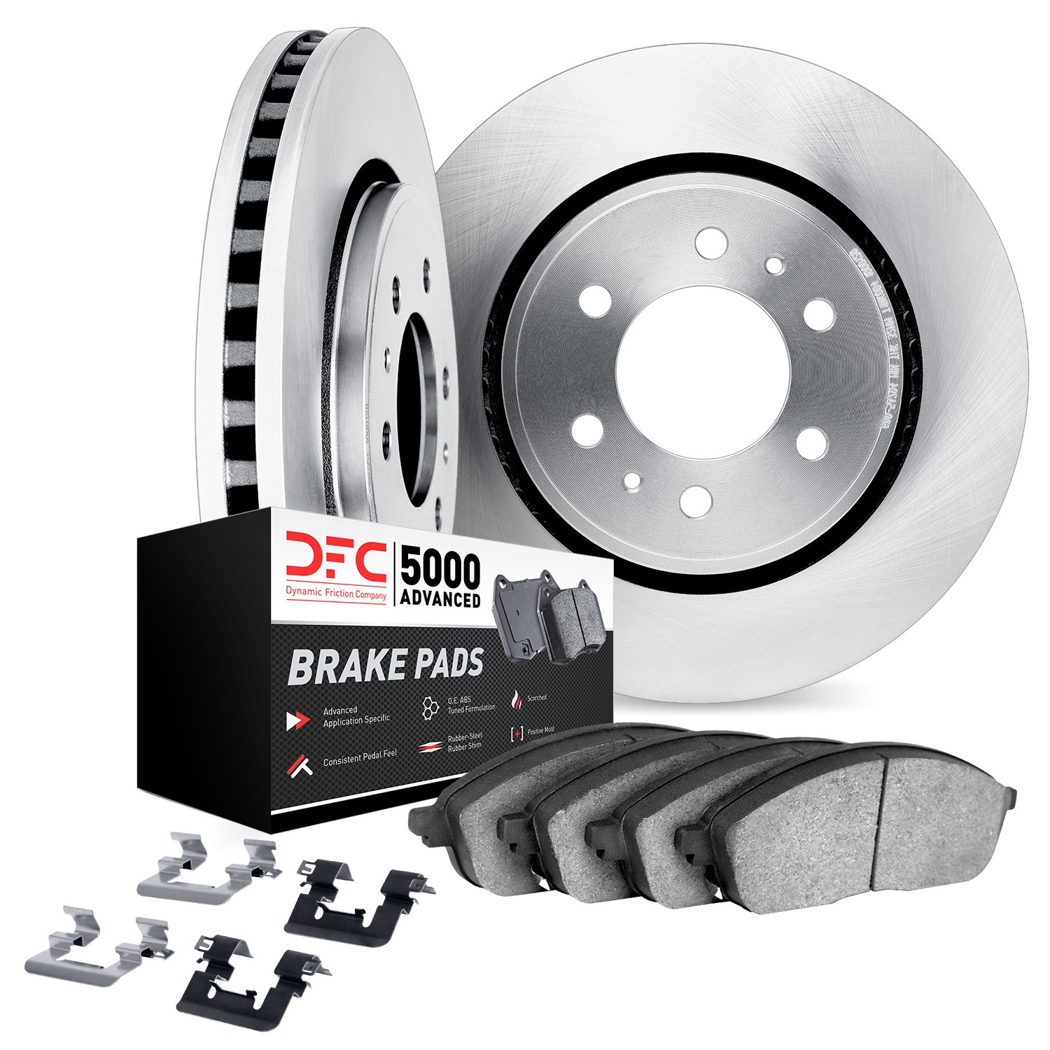DYN 6512-42207 DFC Brake Rotor with 5000 Brake Pads and Hardware Kit