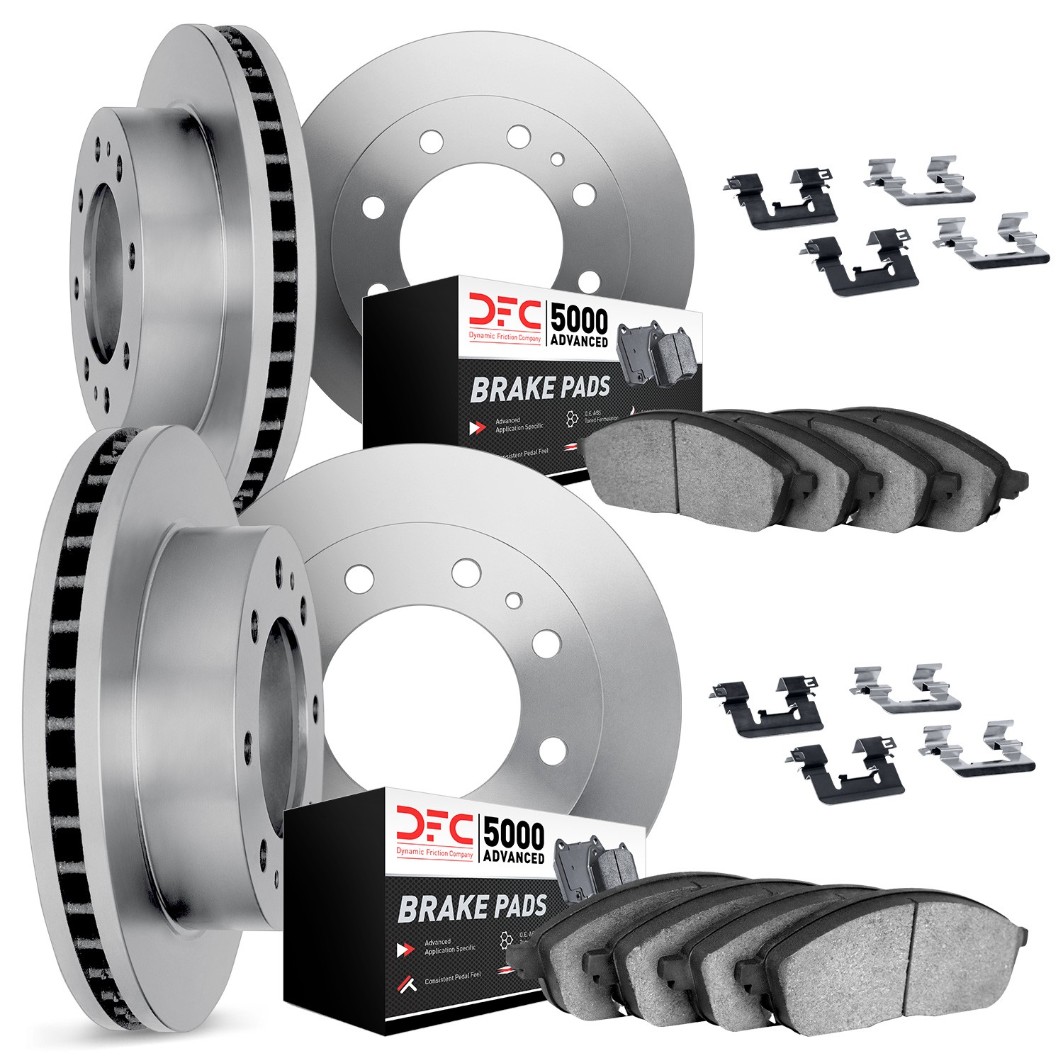 DYN 6514-54014 DFC Brake Rotor with 5000 Brake Pads and Hardware Kit