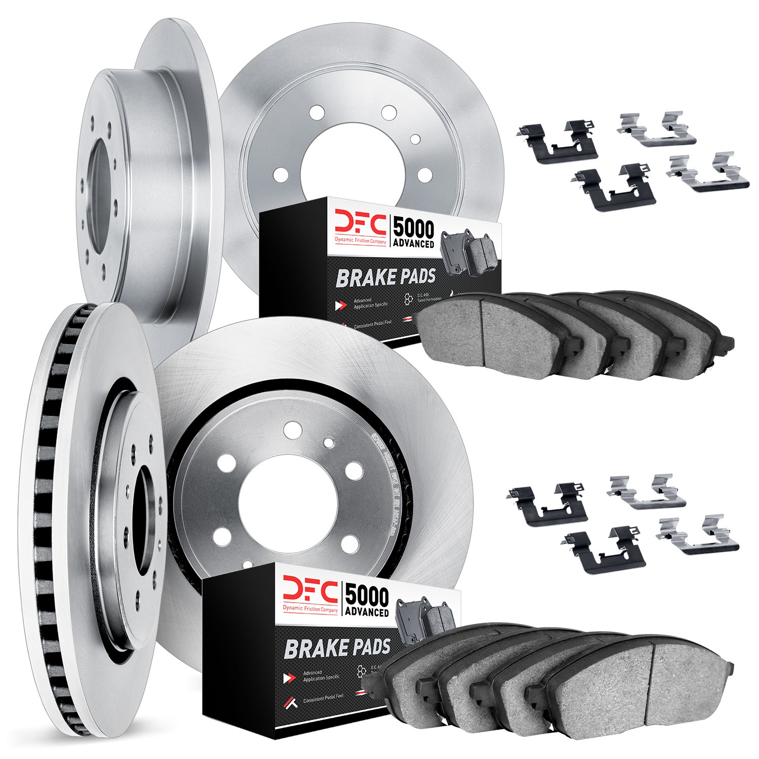 DYN 6514-67027 DFC Brake Rotor with 5000 Brake Pads and Hardware Kit