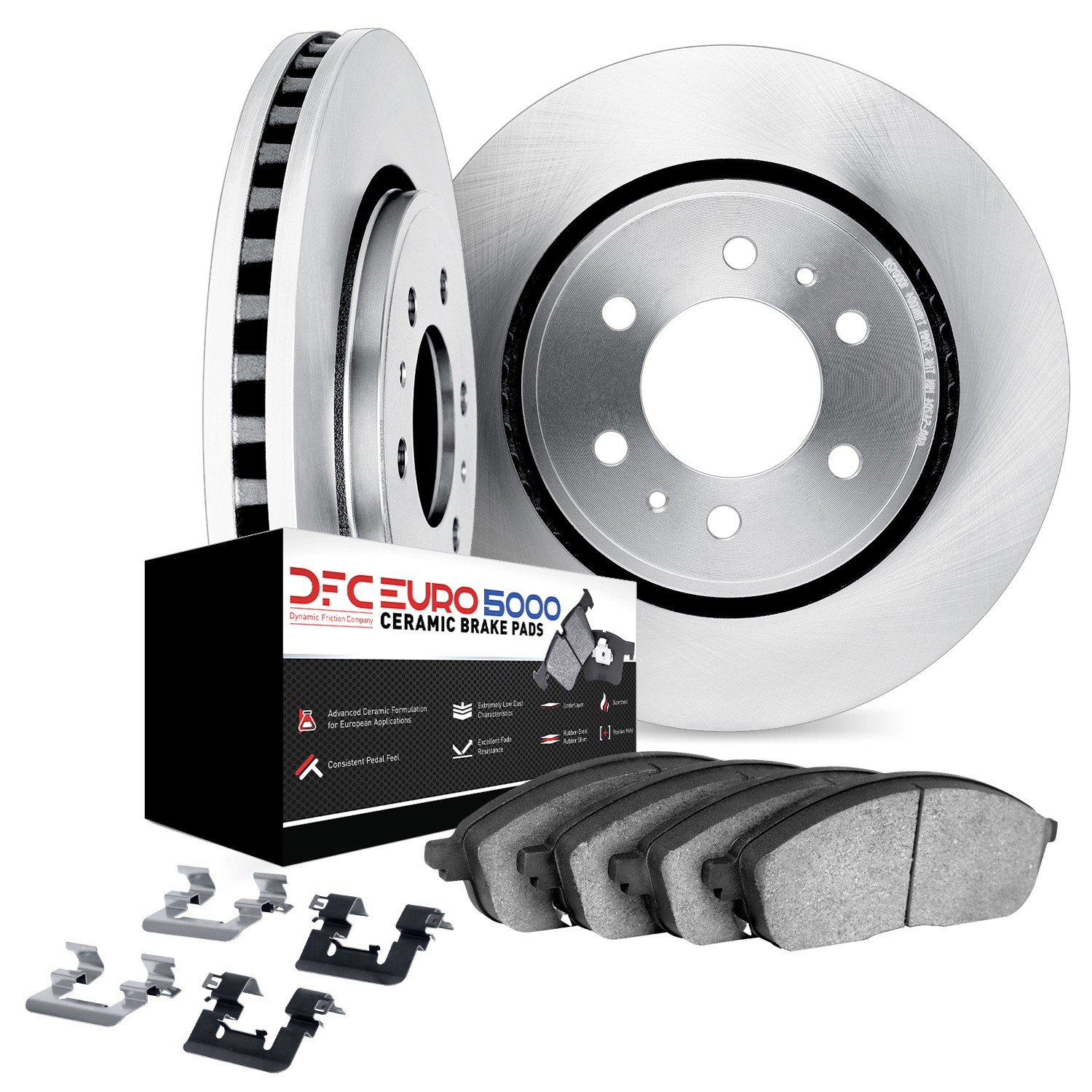 DYN 6612-48007 DFC Rotors with EURO 5000 Ceramic Brake Pads includes Hardware - Image 2