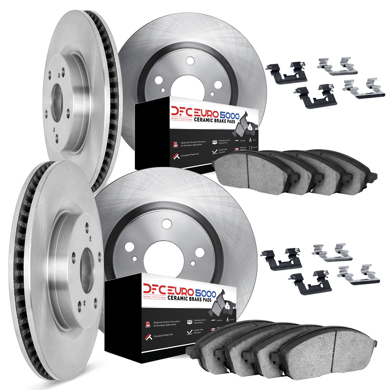 DYN 6614-10001 DFC Rotors with EURO 5000 Ceramic Brake Pads includes Hardware