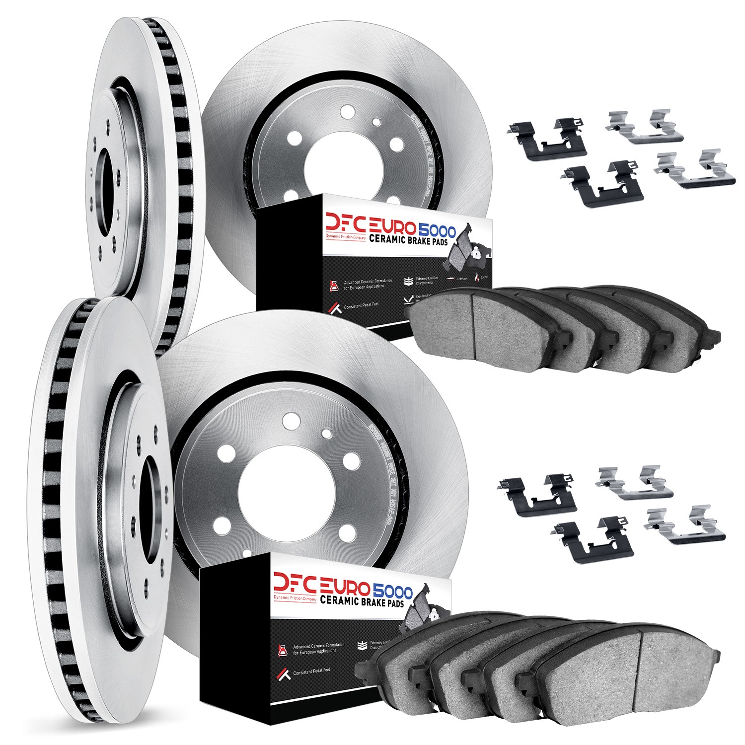 DYN 6614-11329 DFC Rotors with EURO 5000 Ceramic Brake Pads includes Hardware