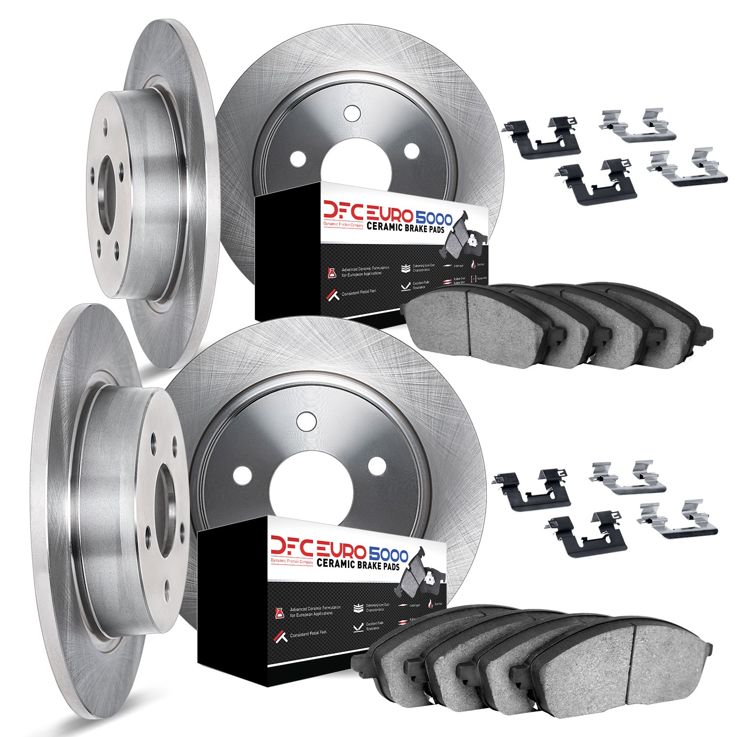 DYN 6614-27001 DFC Rotors with EURO 5000 Ceramic Brake Pads includes Hardware