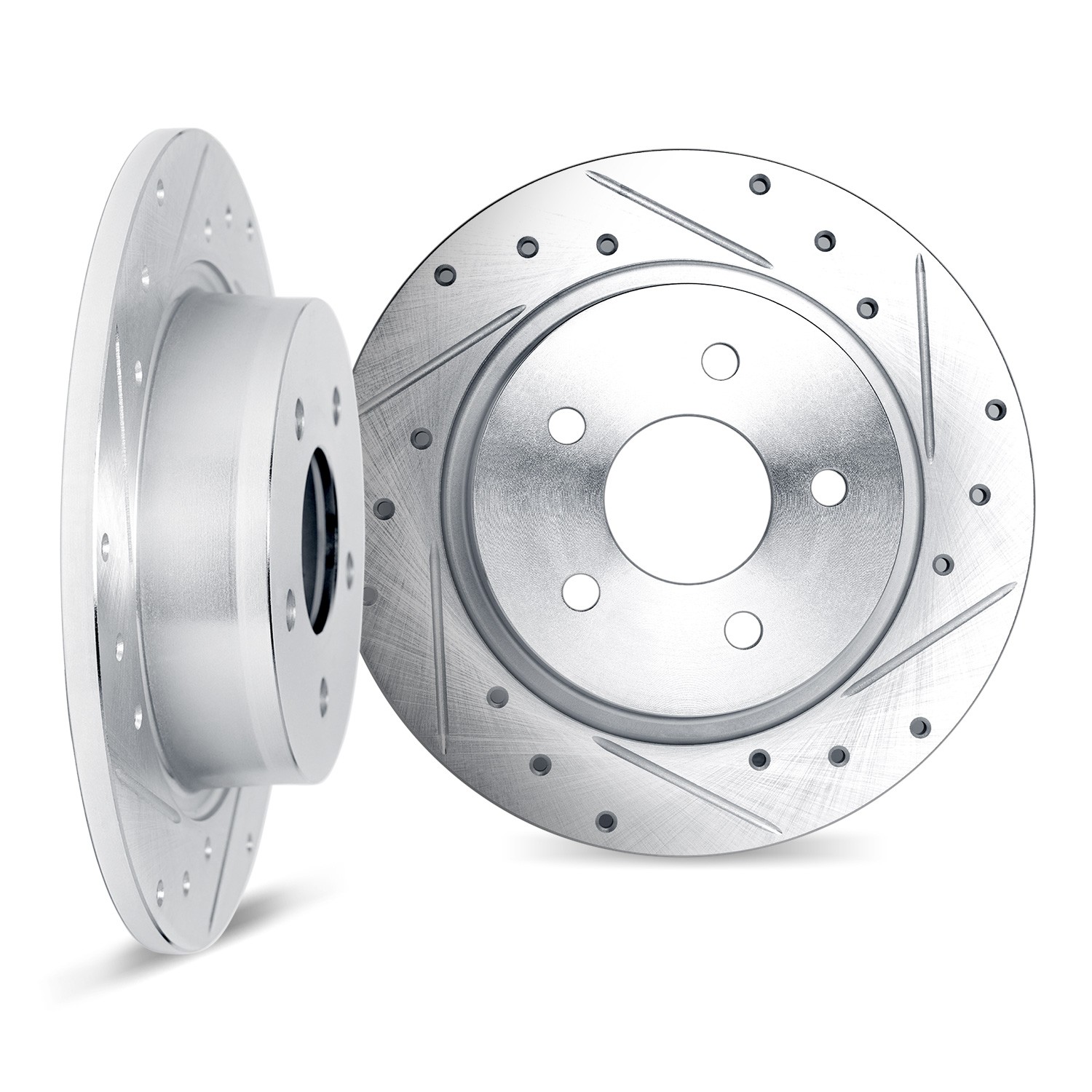 DYN 7002-03049 DFC Brake Rotors - Drilled & Slotted - Silver