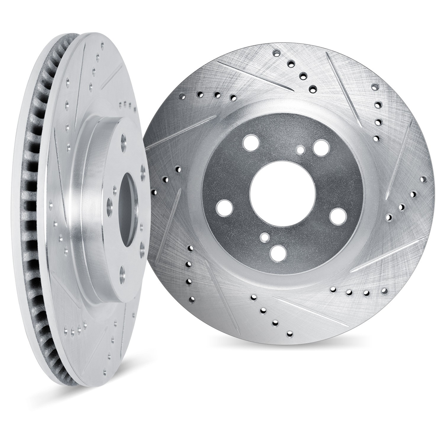 DYN 7002-11032 DFC Brake Rotors - Drilled & Slotted - Silver