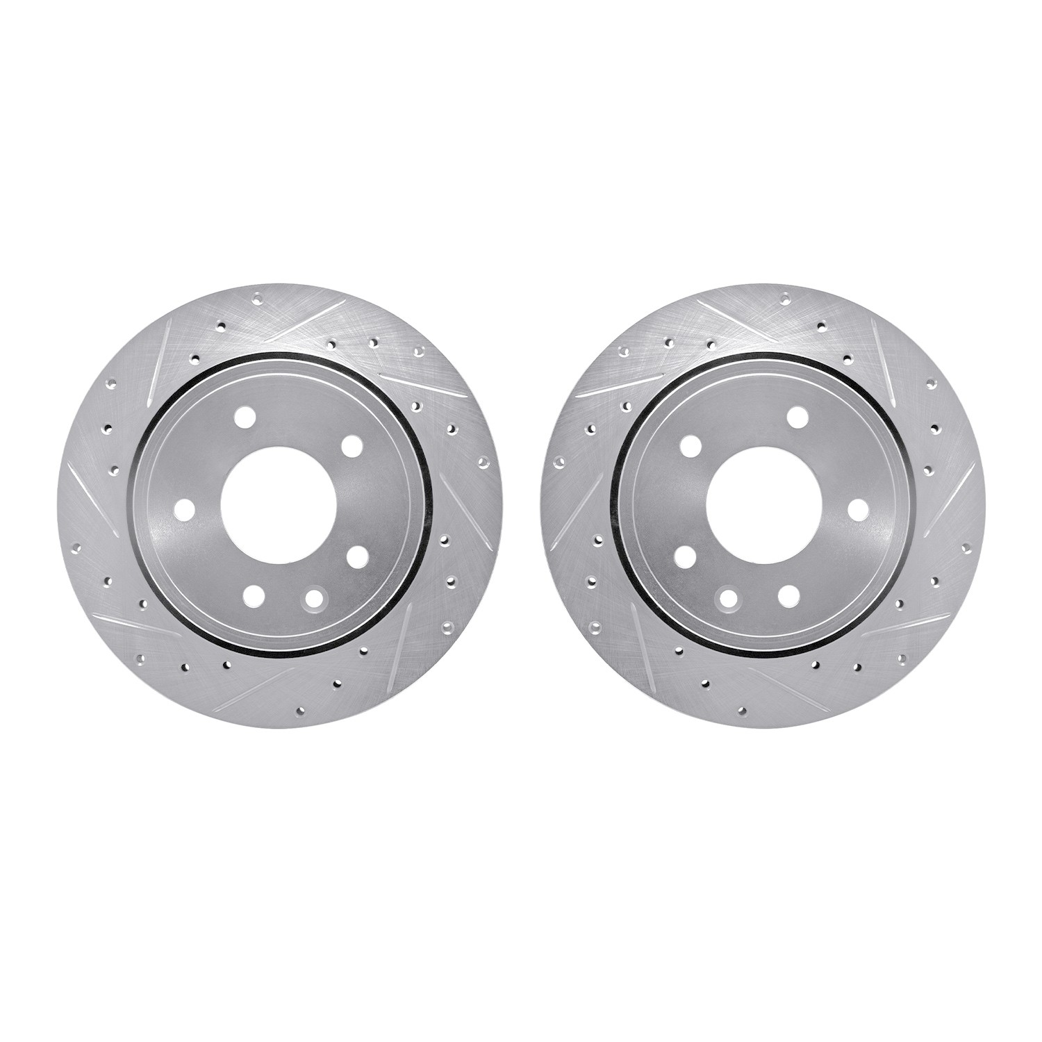 DYN 7002-20034 DFC Brake Rotors - Drilled & Slotted - Silver
