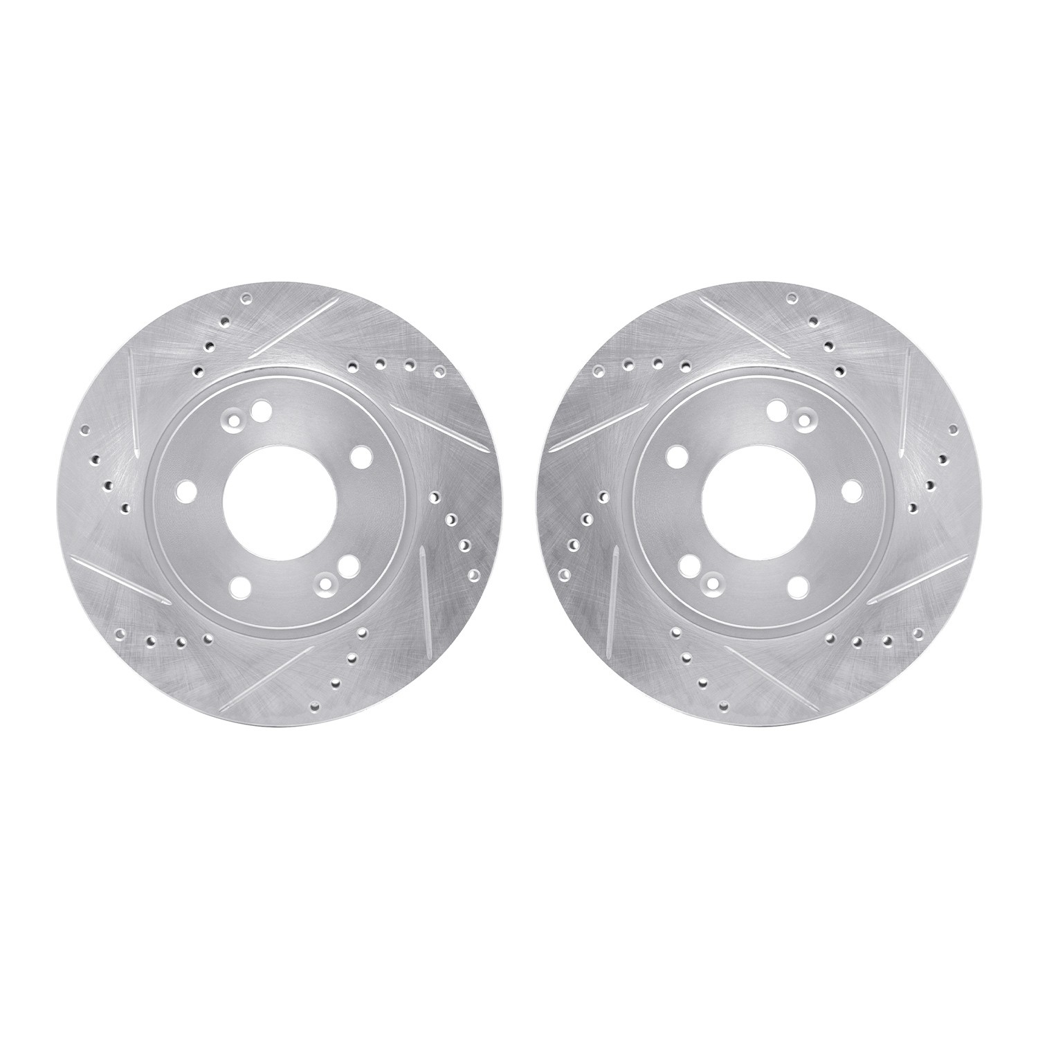 DYN 7002-21008 DFC Brake Rotors - Drilled & Slotted - Silver