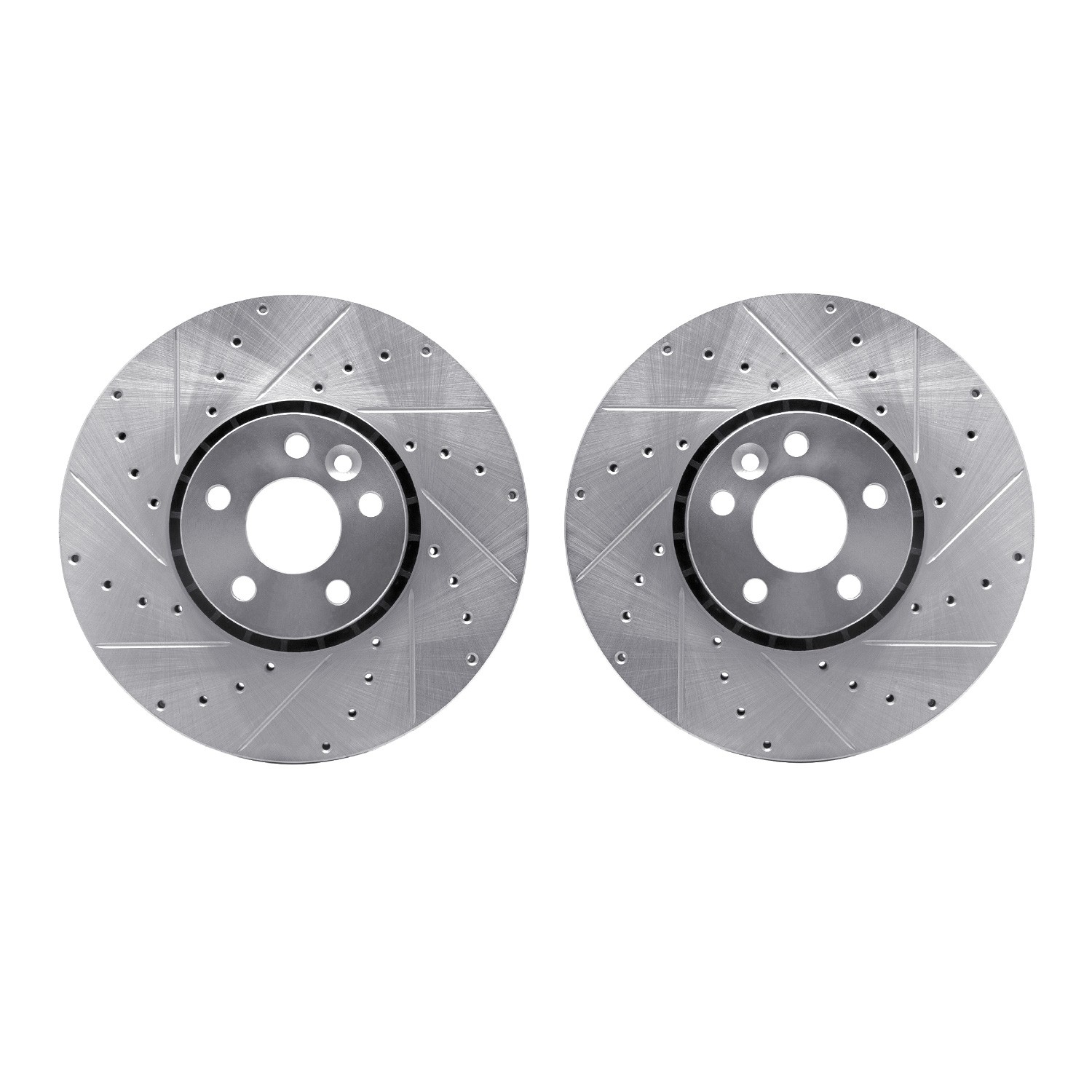 DYN 7002-27026 DFC Brake Rotors - Drilled & Slotted - Silver
