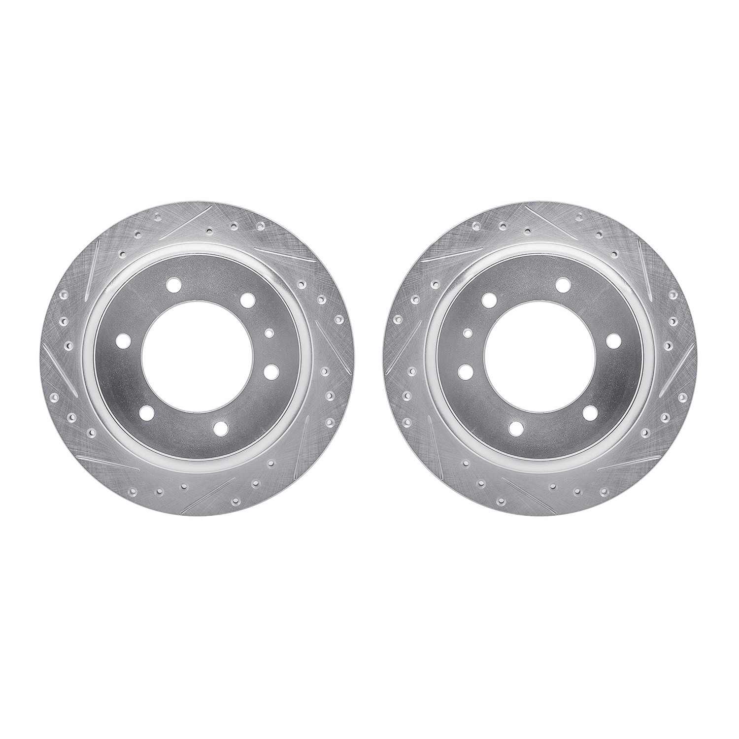 DYN 7002-37007 DFC Brake Rotors - Drilled & Slotted - Silver