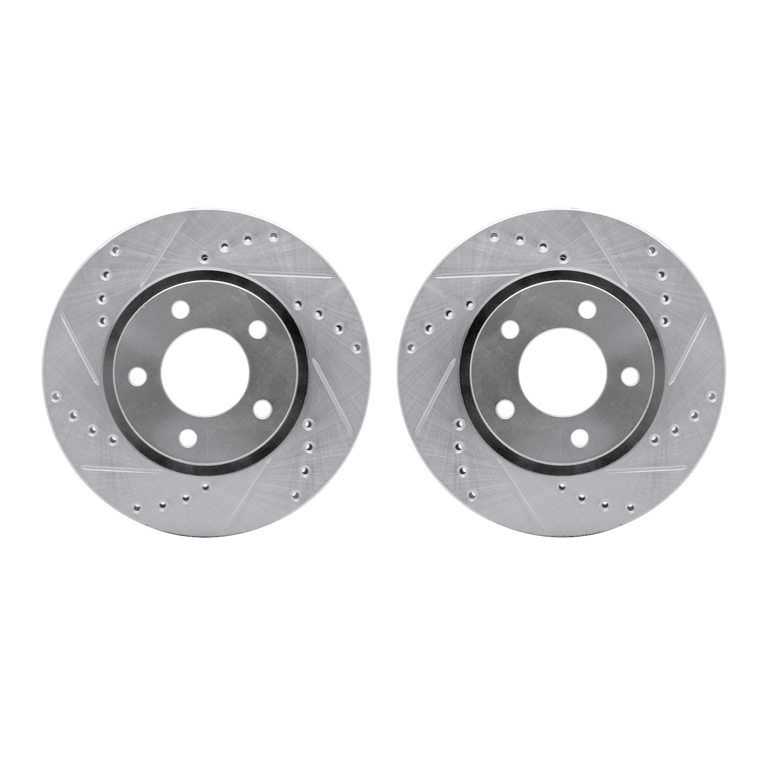 DYN 7002-40018 DFC Brake Rotors - Drilled & Slotted - Silver