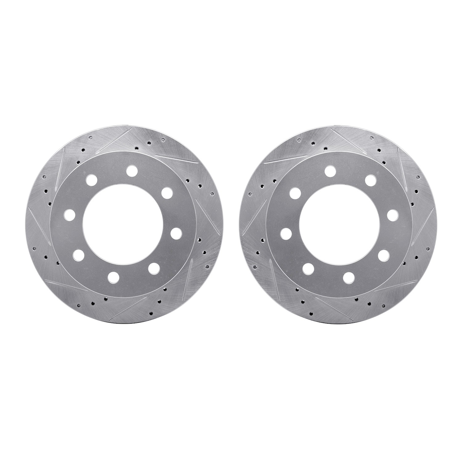 DYN 7002-40065 DFC Brake Rotors - Drilled & Slotted - Silver