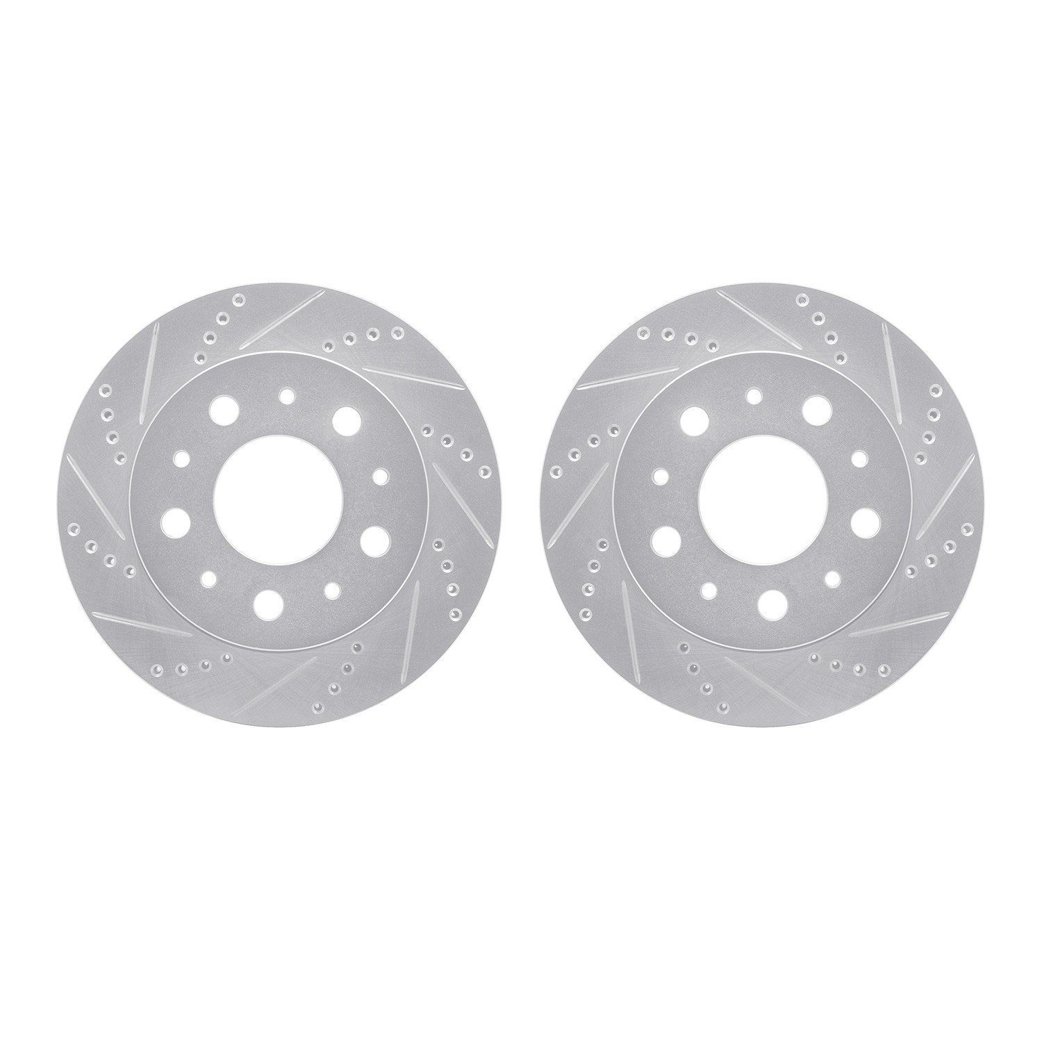 DYN 7002-40093 DFC Brake Rotors - Drilled & Slotted - Silver