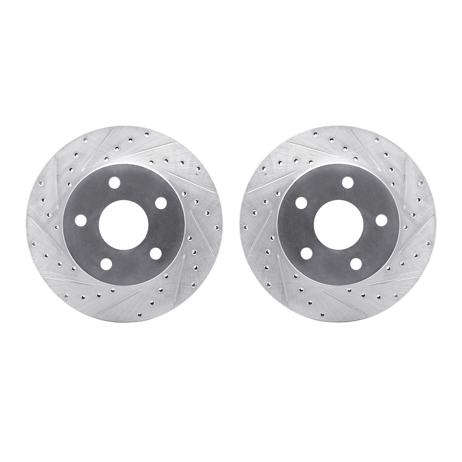 DYN 7002-42016 DFC Brake Rotors - Drilled & Slotted - Silver