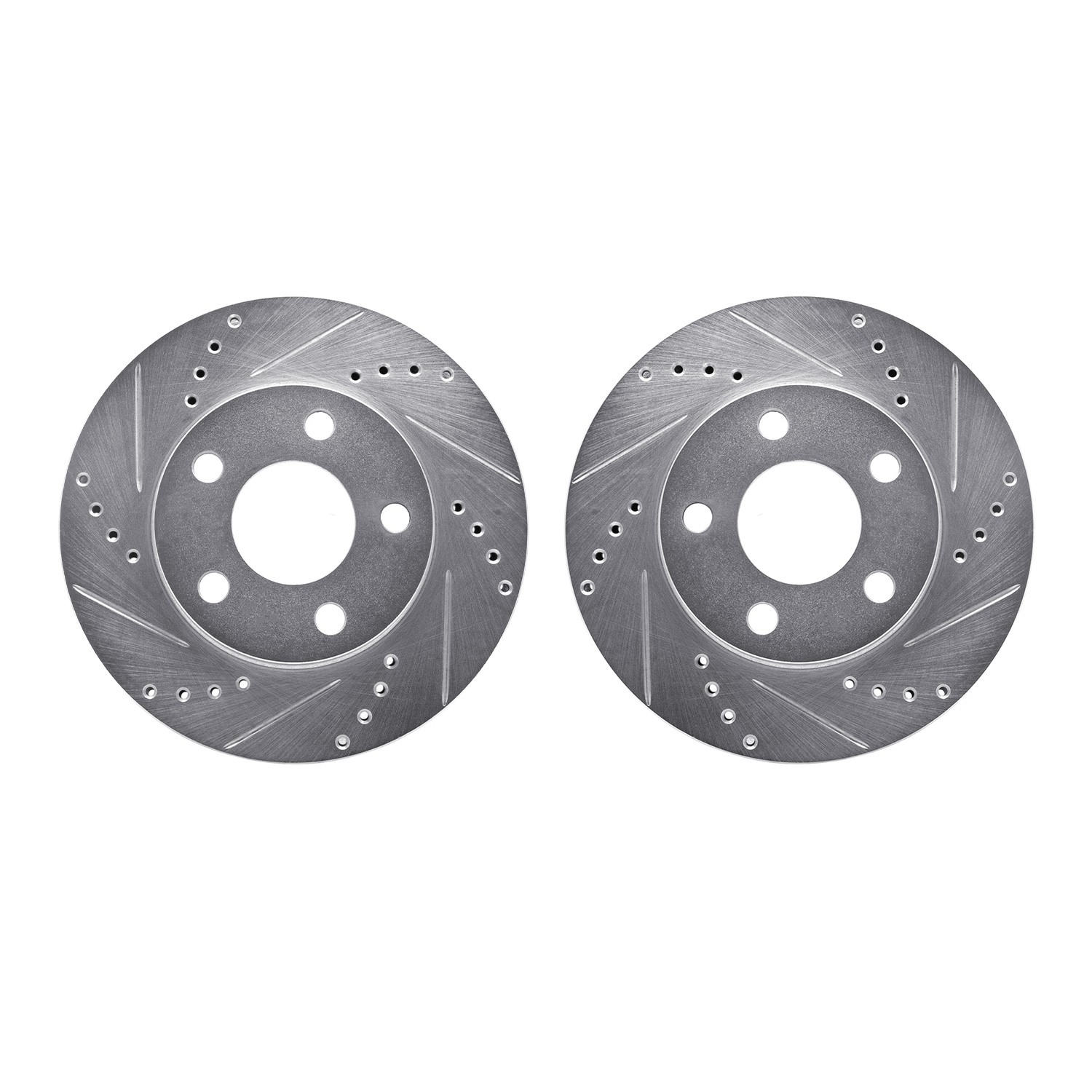 DYN 7002-47027 DFC Brake Rotors - Drilled & Slotted - Silver