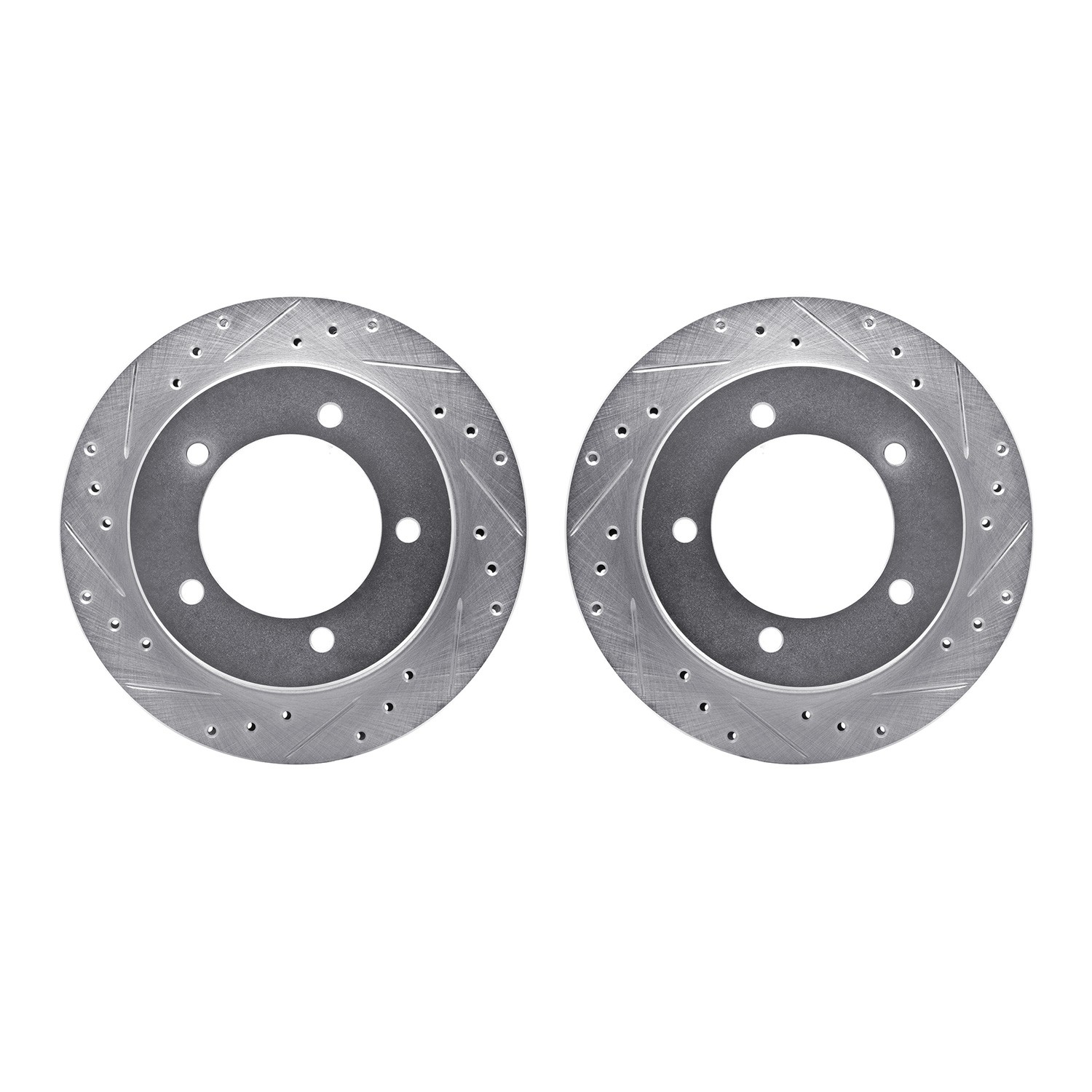 DYN 7002-47045 DFC Brake Rotors - Drilled & Slotted - Silver